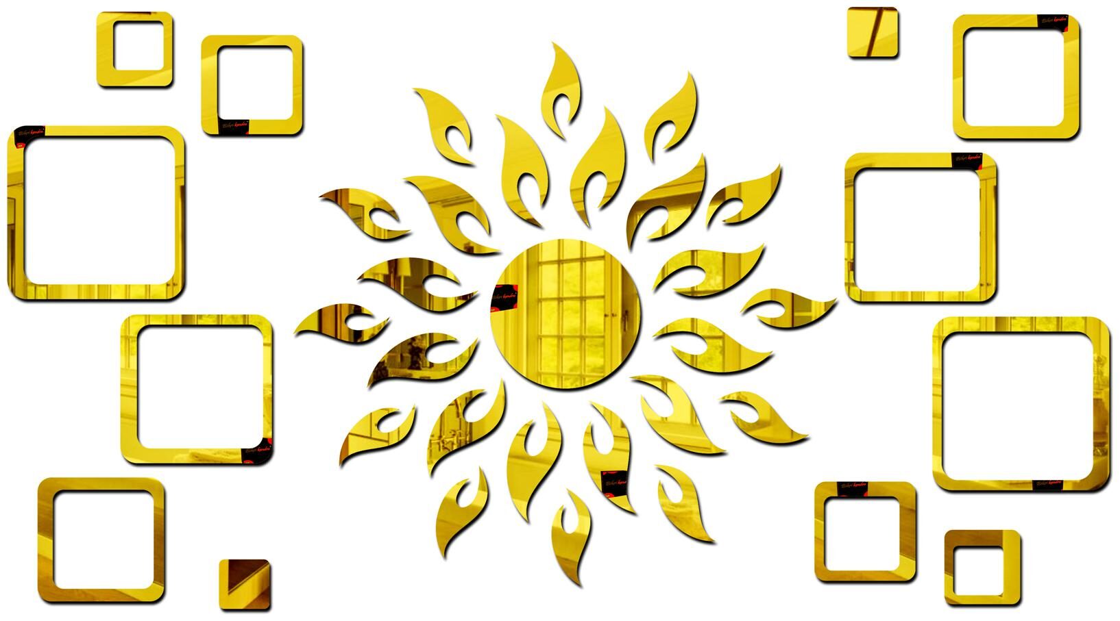 Bikri Kendra - sun golden with 2 set Square golden - 3D acrylic mirror wall stickers
Bikri Kendra - sun golden with 2 set Square golden - 3D acrylic mirror wall stickers
