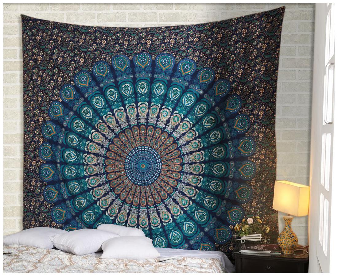 Blue Colored 228 6 cm ( inch) X 213 36 cm ( 84 inch) Wall Decoration Cotton Floral Mandala Printed Home Decor Tapestry by Rajrang
Blue Colored 228 6 cm ( inch) X 213 36 cm ( 84 inch) Wall Decoration Cotton Floral Mandala Printed Home Decor Tapestry by Rajrang
