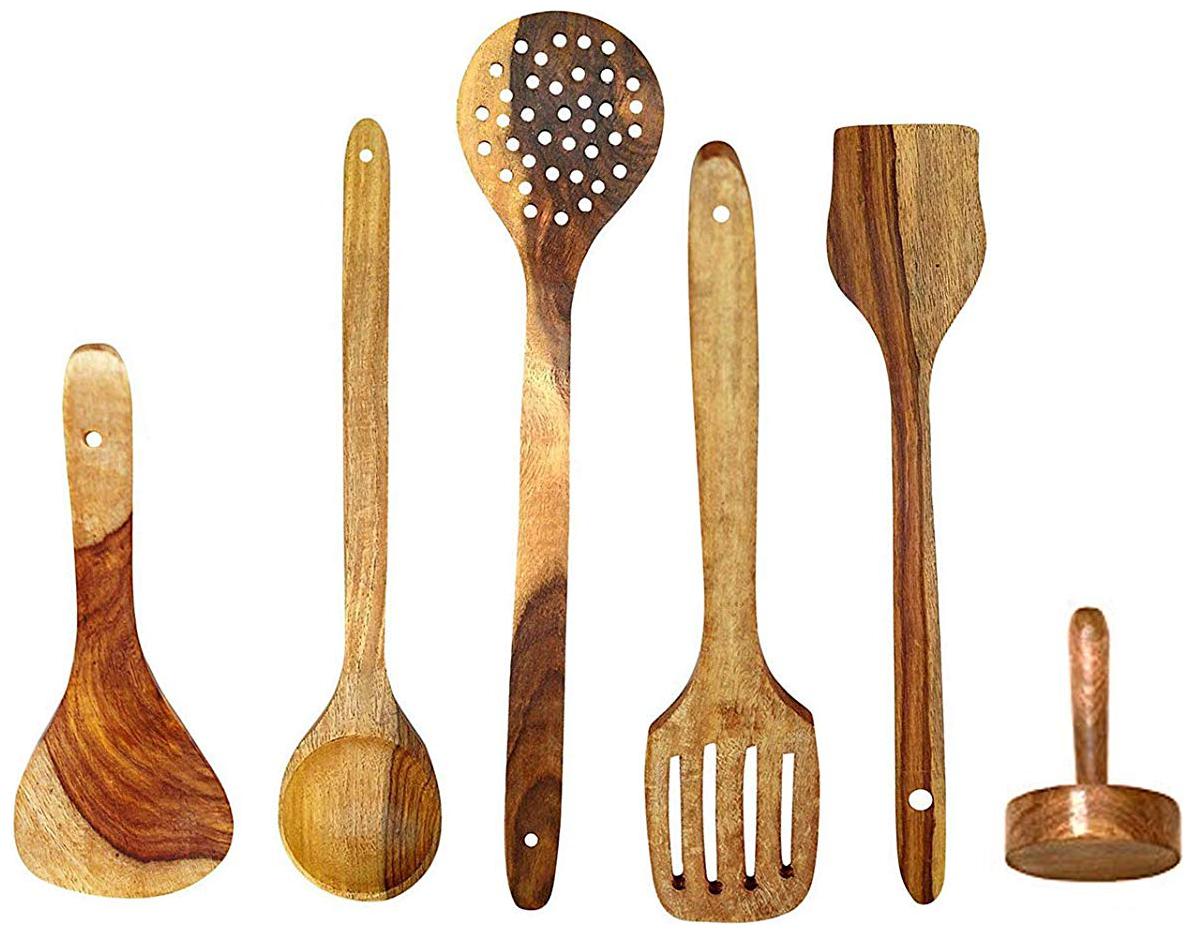 BuyCrafts Handmade Wooden Non-Stick Serving and Cooking Spoon Kitchen Tools Utensil Set of 6
BuyCrafts Handmade Wooden Non-Stick Serving and Cooking Spoon Kitchen Tools Utensil Set of 6