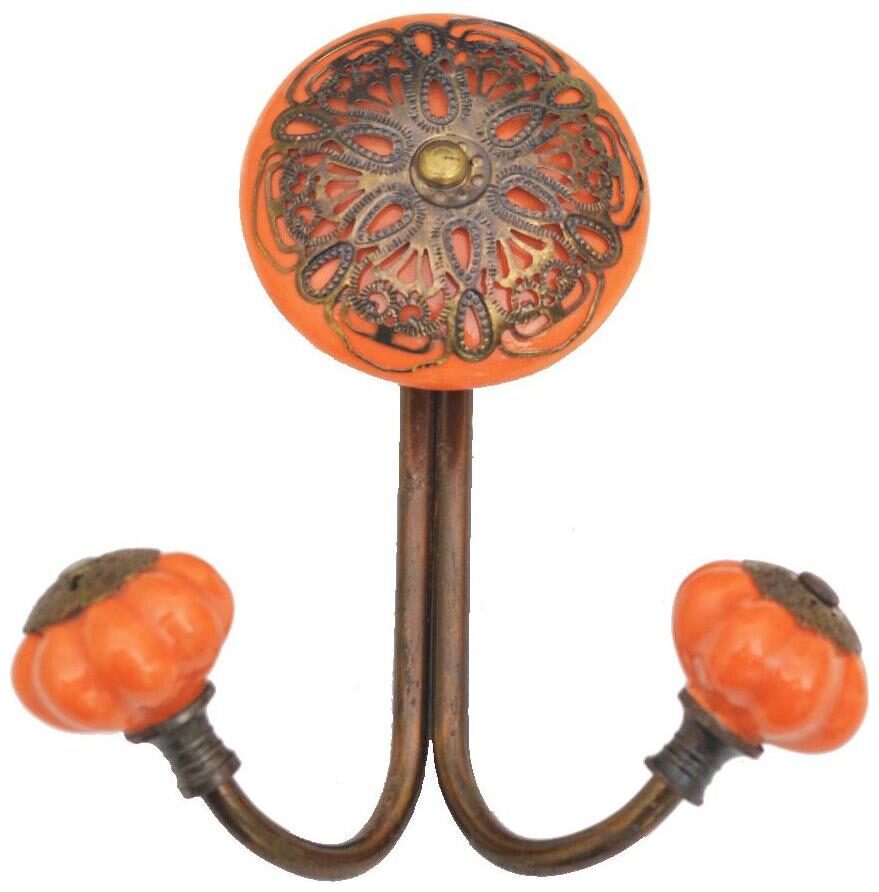 Casa Decor Ceramic Filigree Wall Hook Cabinet Bathroom Towel Hat Key Clothes Holder Orange with Bronze Accent
Casa Decor Ceramic Filigree Wall Hook Cabinet Bathroom Towel Hat Key Clothes Holder Orange with Bronze Accent