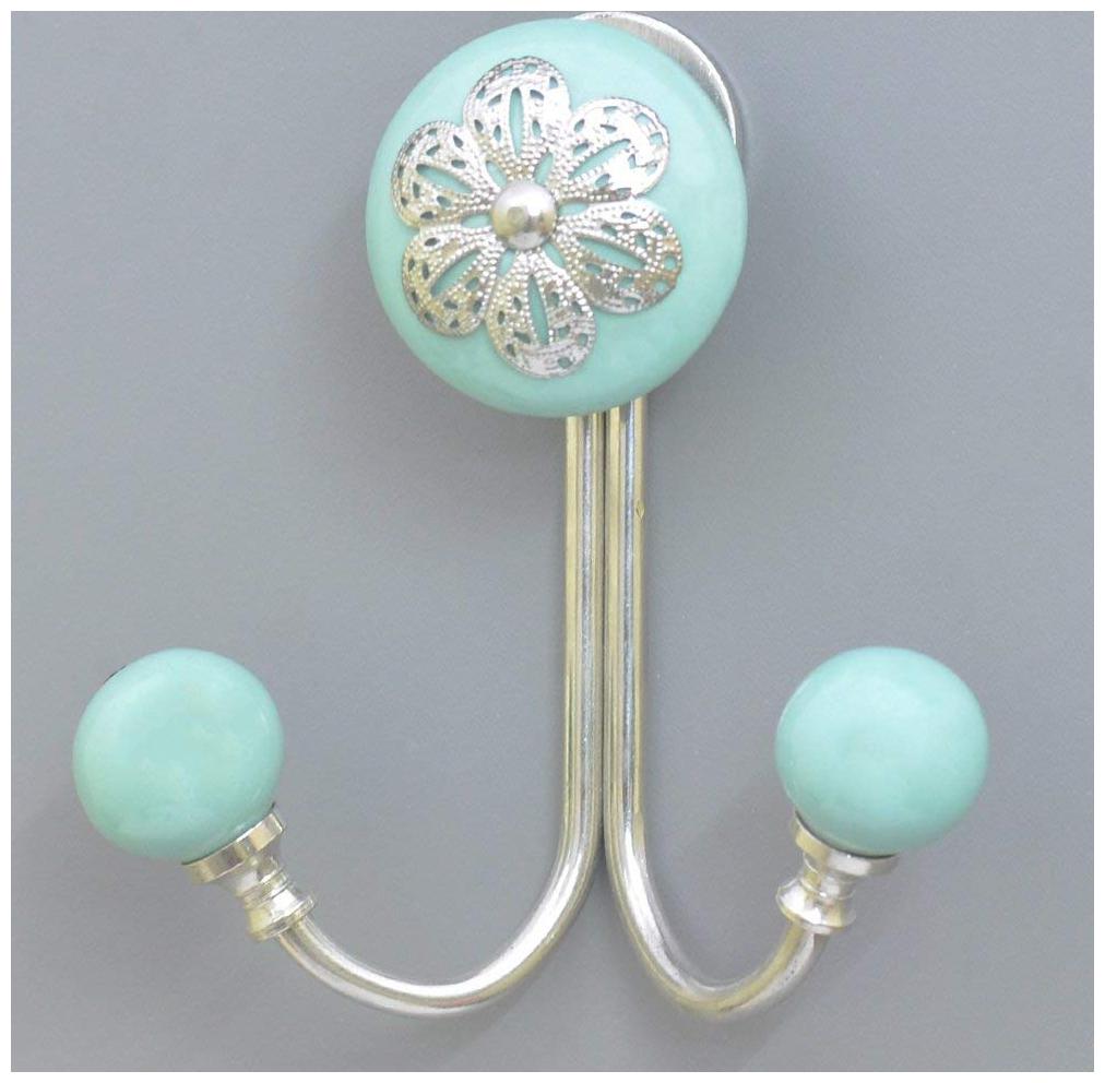 Casa Decor Decorative Ceramic Filigree Wall Hook Cabinet Bathroom Towel Hat Key Clothes Hanging Holder Turquoise with Silver Accent
Casa Decor Decorative Ceramic Filigree Wall Hook Cabinet Bathroom Towel Hat Key Clothes Hanging Holder Turquoise with Silver Accent