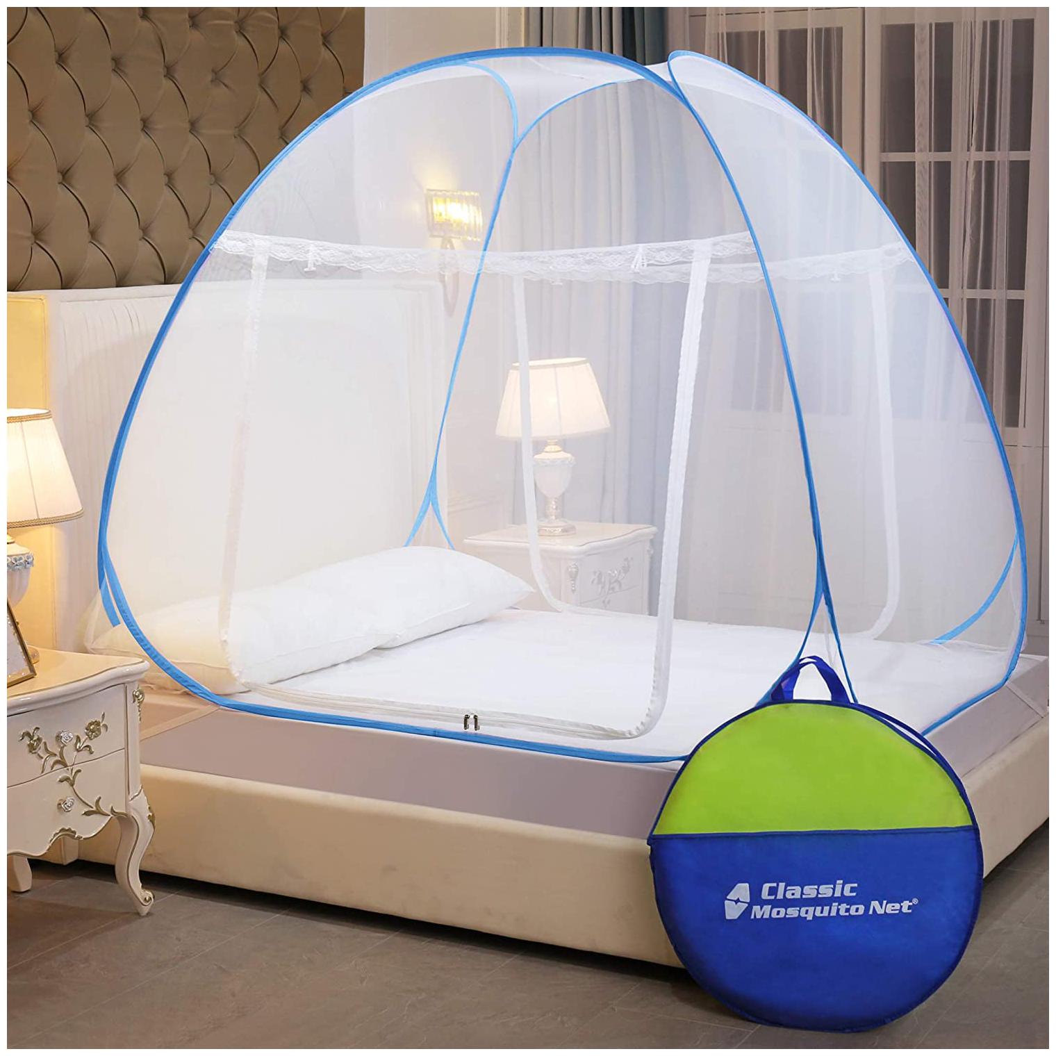 Classic Mosquito Net Double Bed King Size Polyester Foldable -(L200cm X W200cm X H145cm) Blue
Classic Mosquito Net Double Bed King Size Polyester Foldable -(L200cm X W200cm X H145cm) Blue