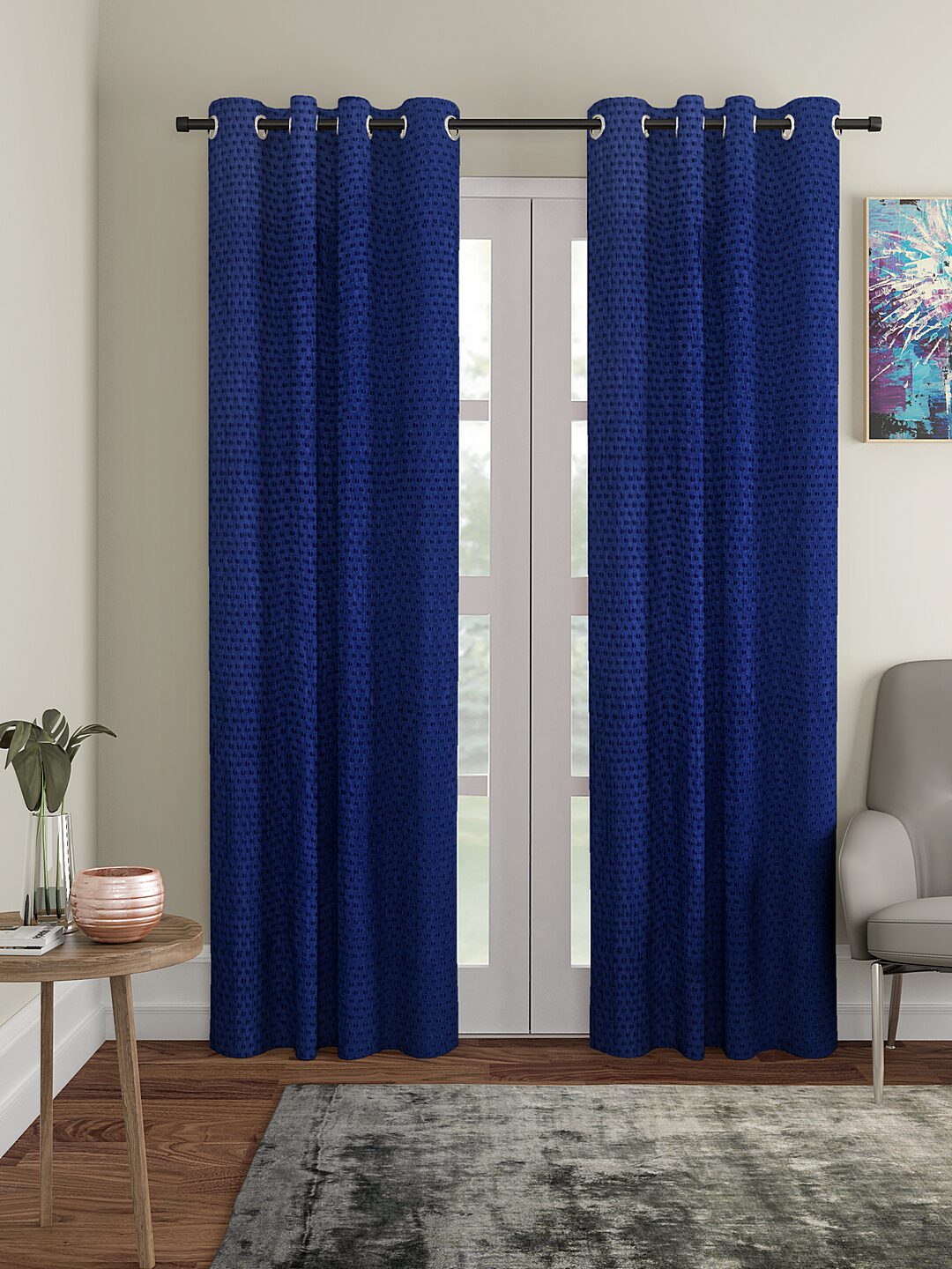 Cortina Polyester Long Door Blackout Blue Regular Curtain ( Eyelet Closure Polka Dot )
Cortina Polyester Long Door Blackout Blue Regular Curtain ( Eyelet Closure Polka Dot )