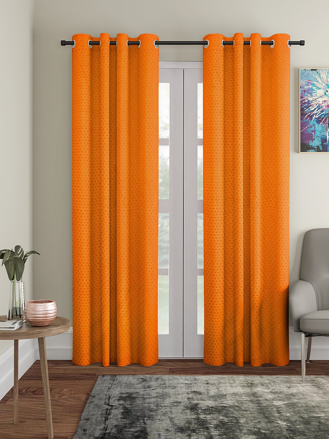 Cortina Polyester Door Blackout Orange Regular Curtain ( Eyelet Closure Polka Dot )
Cortina Polyester Door Blackout Orange Regular Curtain ( Eyelet Closure Polka Dot )