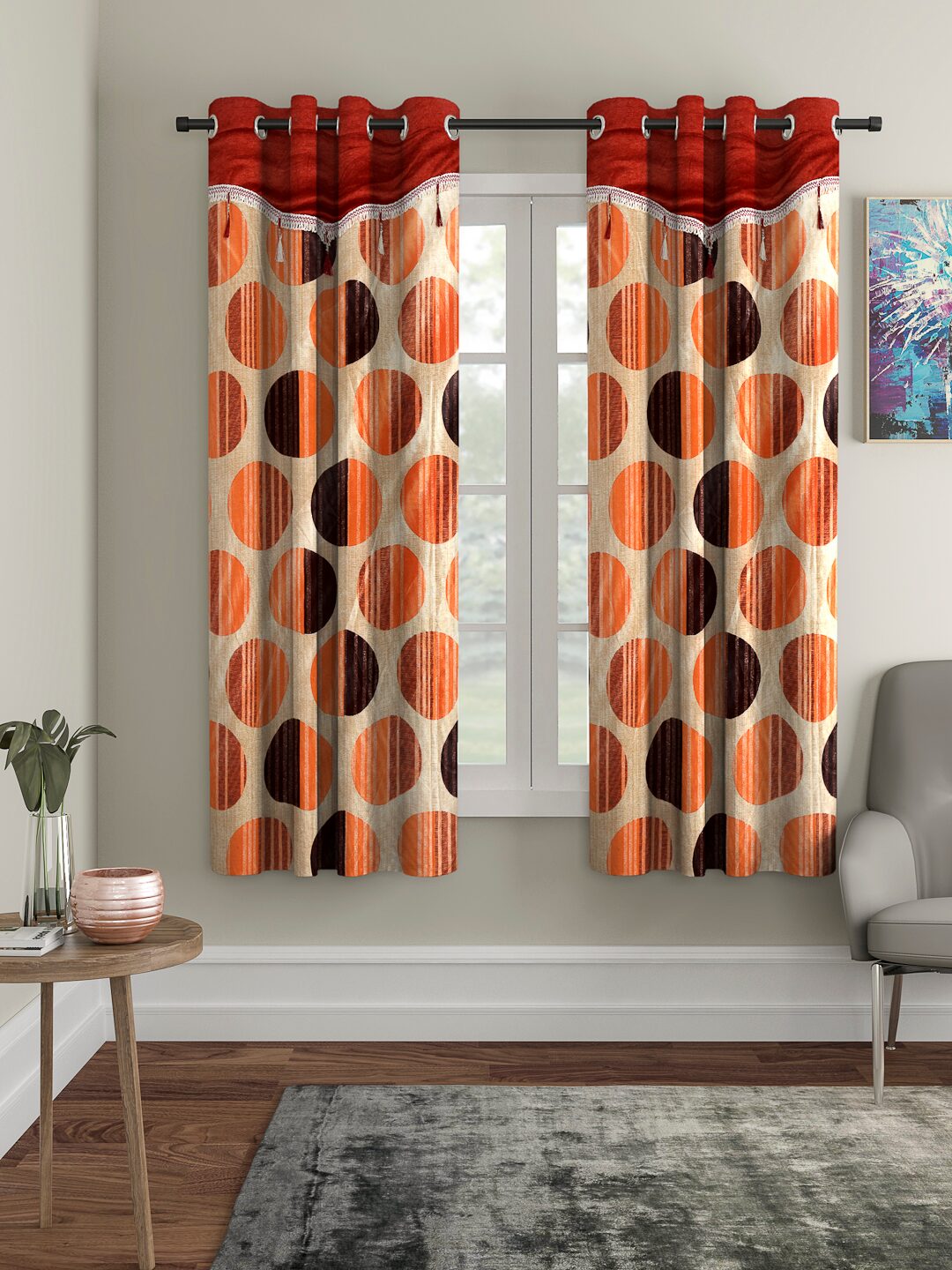 Cortina Polyester Window Blackout Orange Regular Curtain ( Eyelet Closure Geometric )
Cortina Polyester Window Blackout Orange Regular Curtain ( Eyelet Closure Geometric )