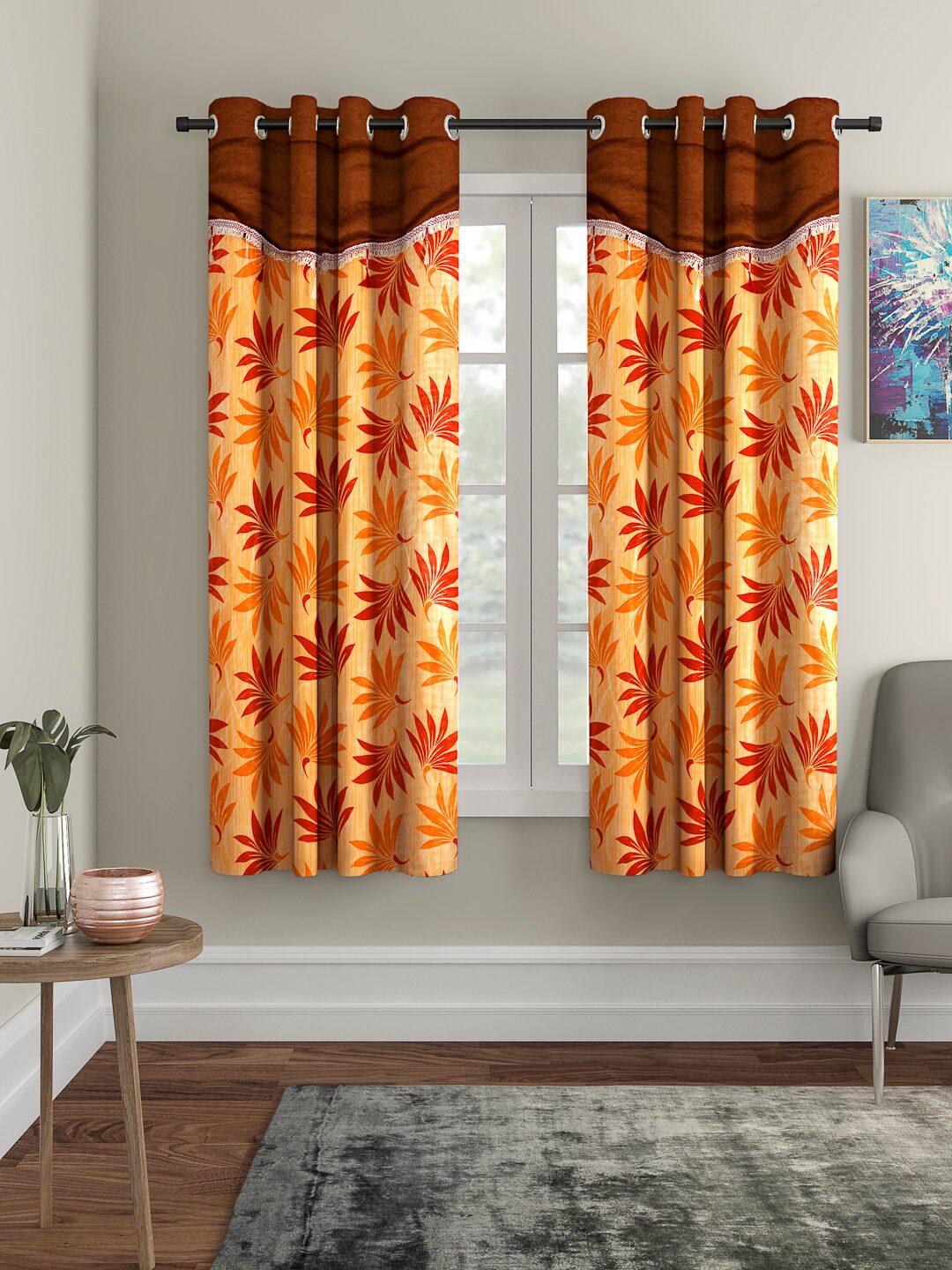 Cortina Polyester Window Blackout Orange Regular Curtain ( Eyelet Closure Floral )
Cortina Polyester Window Blackout Orange Regular Curtain ( Eyelet Closure Floral )