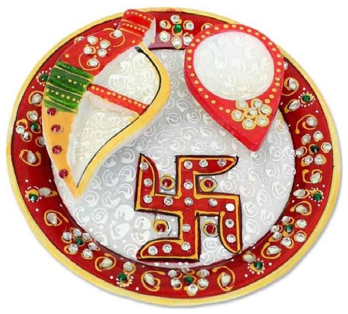 Craftam Marble Rajasthani Handicrafts Round Pooja Thali with Roli Rice Pack for Wedding Rakhsha Bhandhan Bhai Dooj Tilak Tika Function
Craftam Marble Rajasthani Handicrafts Round Pooja Thali with Roli Rice Pack for Wedding Rakhsha Bhandhan Bhai Dooj Tilak Tika Function