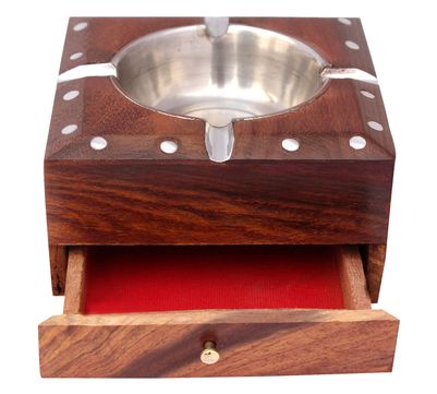 CraftShoppee Wooden Ash Tray - 4 in x 4 in - Square Meshwork Ashtray with Circular Brass Bowl carving
CraftShoppee Wooden Ash Tray - 4 in x 4 in - Square Meshwork Ashtray with Circular Brass Bowl carving