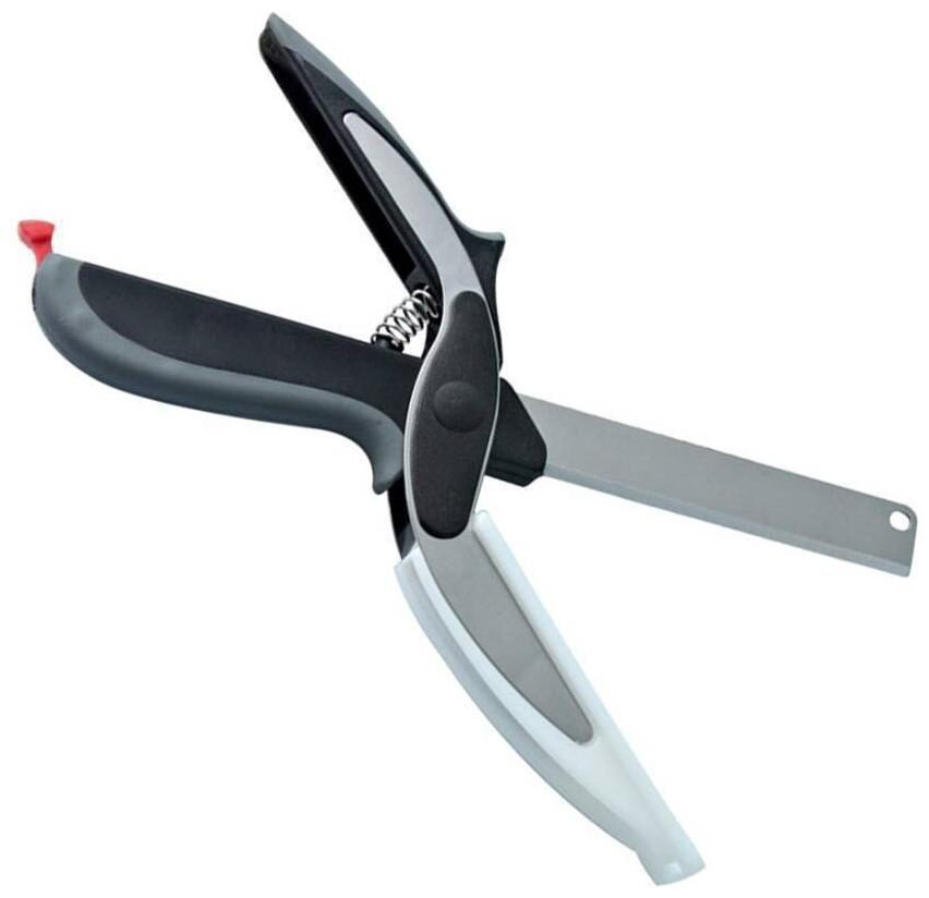 CHG Designed Clever Cutter - 2 in 1 Food Chopper Multi Function Kitchen Vegetable Scissors Cutter Kitchen Knife with Spring Locking Hinge
CHG Designed Clever Cutter - 2 in 1 Food Chopper Multi Function Kitchen Vegetable Scissors Cutter Kitchen Knife with Spring Locking Hinge
