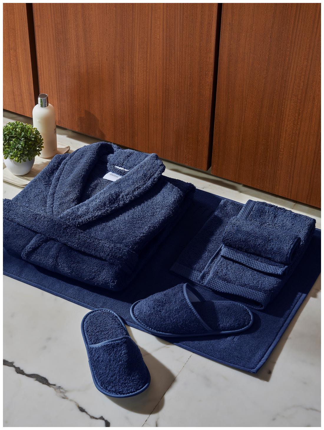 D Decor Live Beautiful 385 GSM Cotton Bathrobe ( 1 Piece Blue )