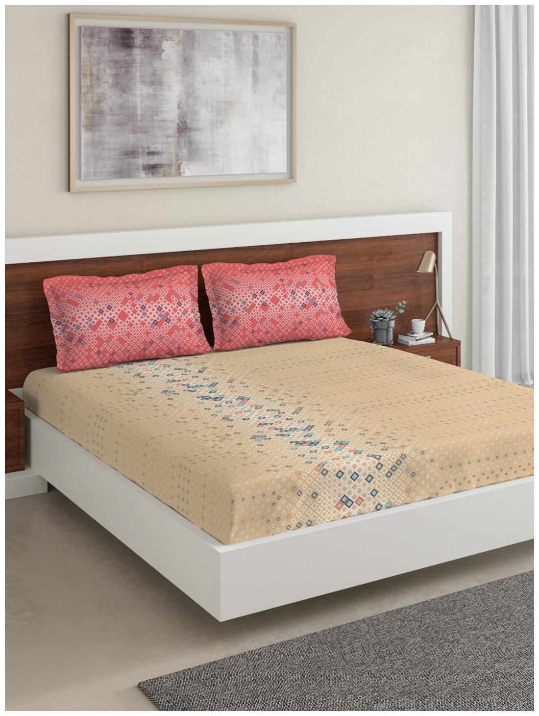 D Decor Live Beautiful Cotton Geometric King Size Bedsheet 136 TC ( 1 Bedsheet With 2 Pillow Covers Beige )
D Decor Live Beautiful Cotton Geometric King Size Bedsheet 136 TC ( 1 Bedsheet With 2 Pillow Covers Beige )