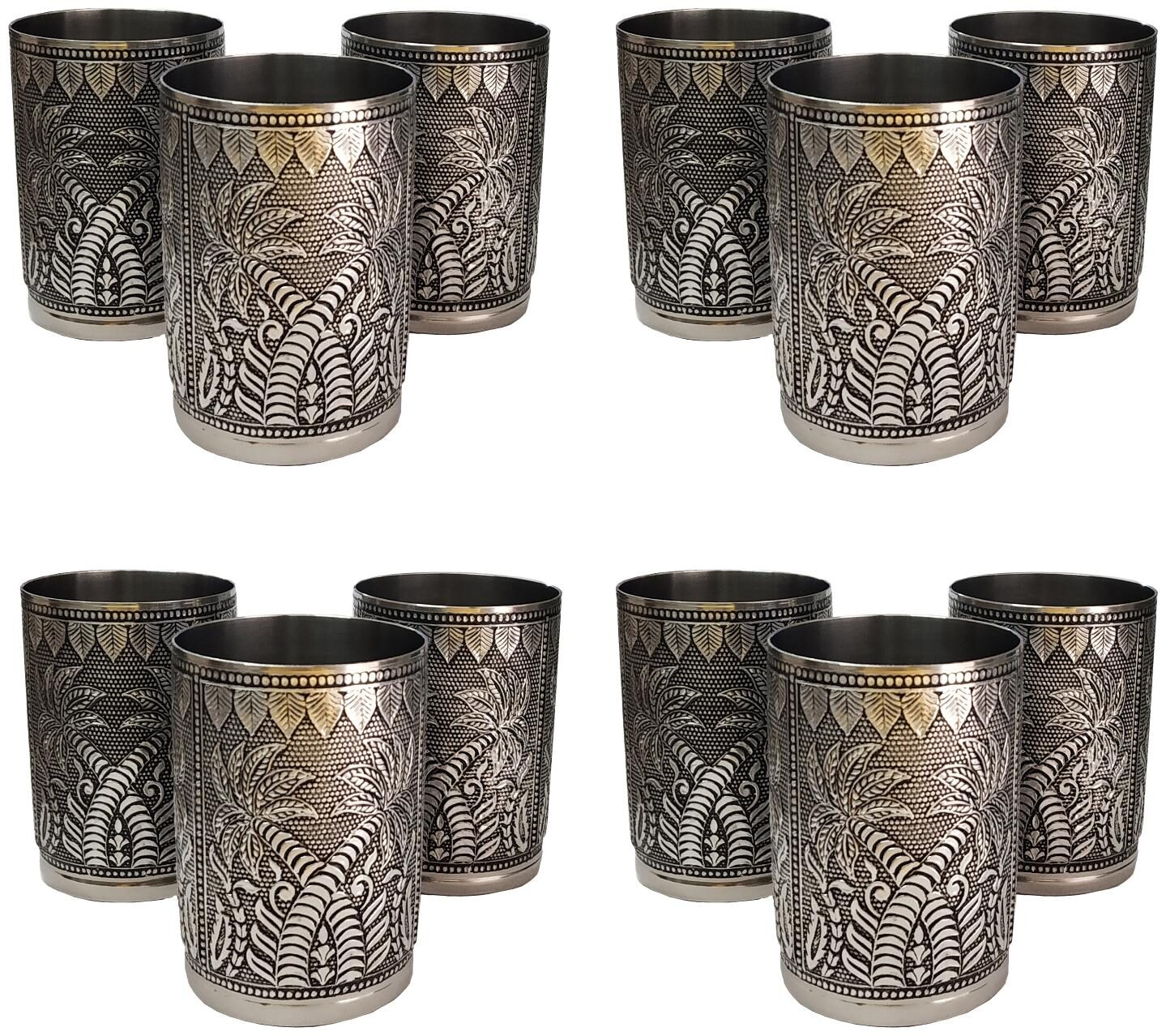 Designer Worked Stainless Steel 200 ml Pack of 12 Pieces Beautiful Handicraft Rajwadi Oxidised Design Drinking SS Glass (Set of 12)
Designer Worked Stainless Steel 200 ml Pack of 12 Pieces Beautiful Handicraft Rajwadi Oxidised Design Drinking SS Glass (Set of 12)