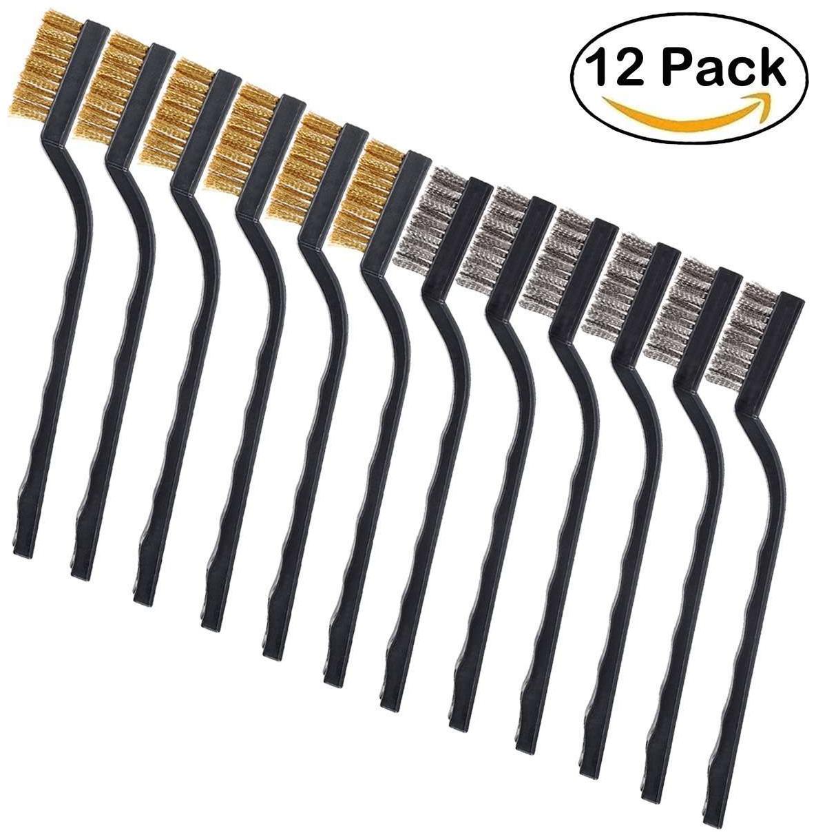 DIY Crafts A 12 pcs Scratch Brush (Stainless Steel Brass) Curved Handle Masonry Brush Wire Bristle for Cleaning Welding Slag and Rust
DIY Crafts A 12 pcs Scratch Brush (Stainless Steel Brass) Curved Handle Masonry Brush Wire Bristle for Cleaning Welding Slag and Rust