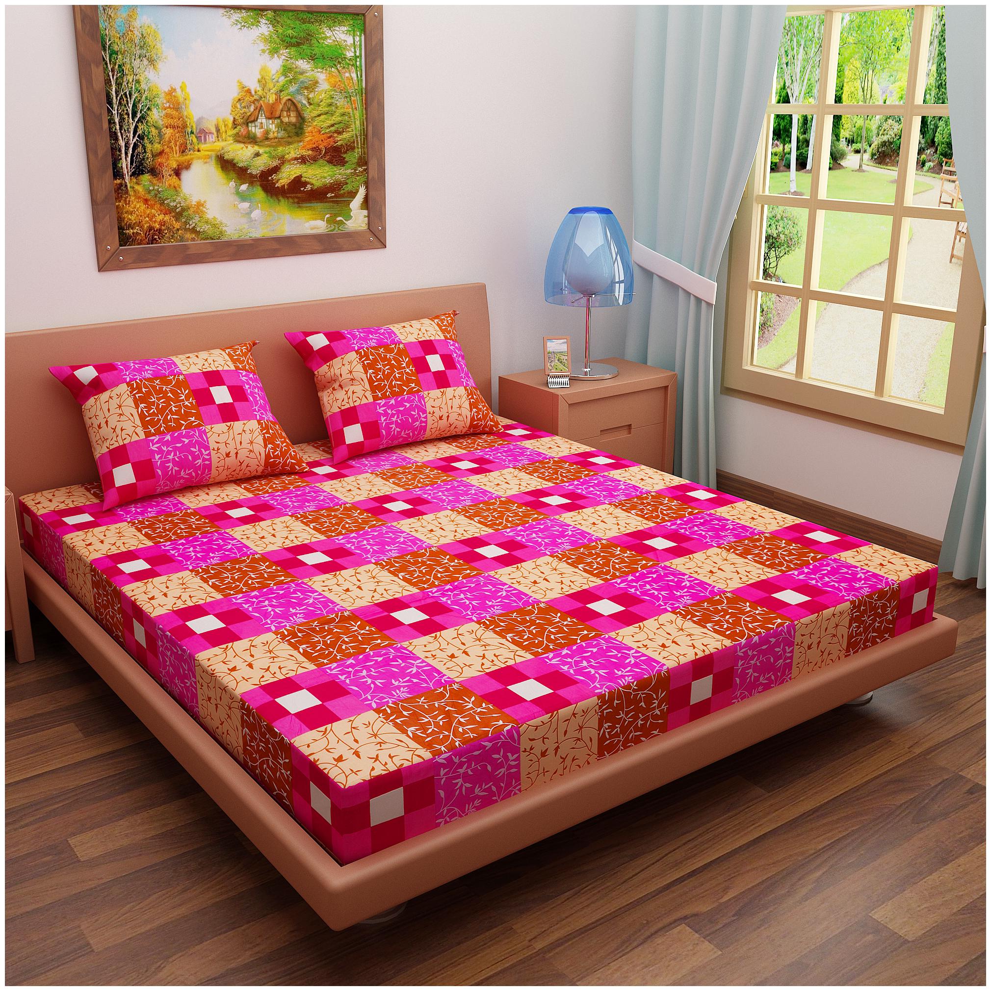 Dream Care Cotton Checkered Double Size Bedsheet 144 TC ( 1 Bedsheet With 2 Pillow Covers Pink )
Dream Care Cotton Checkered Double Size Bedsheet 144 TC ( 1 Bedsheet With 2 Pillow Covers Pink )