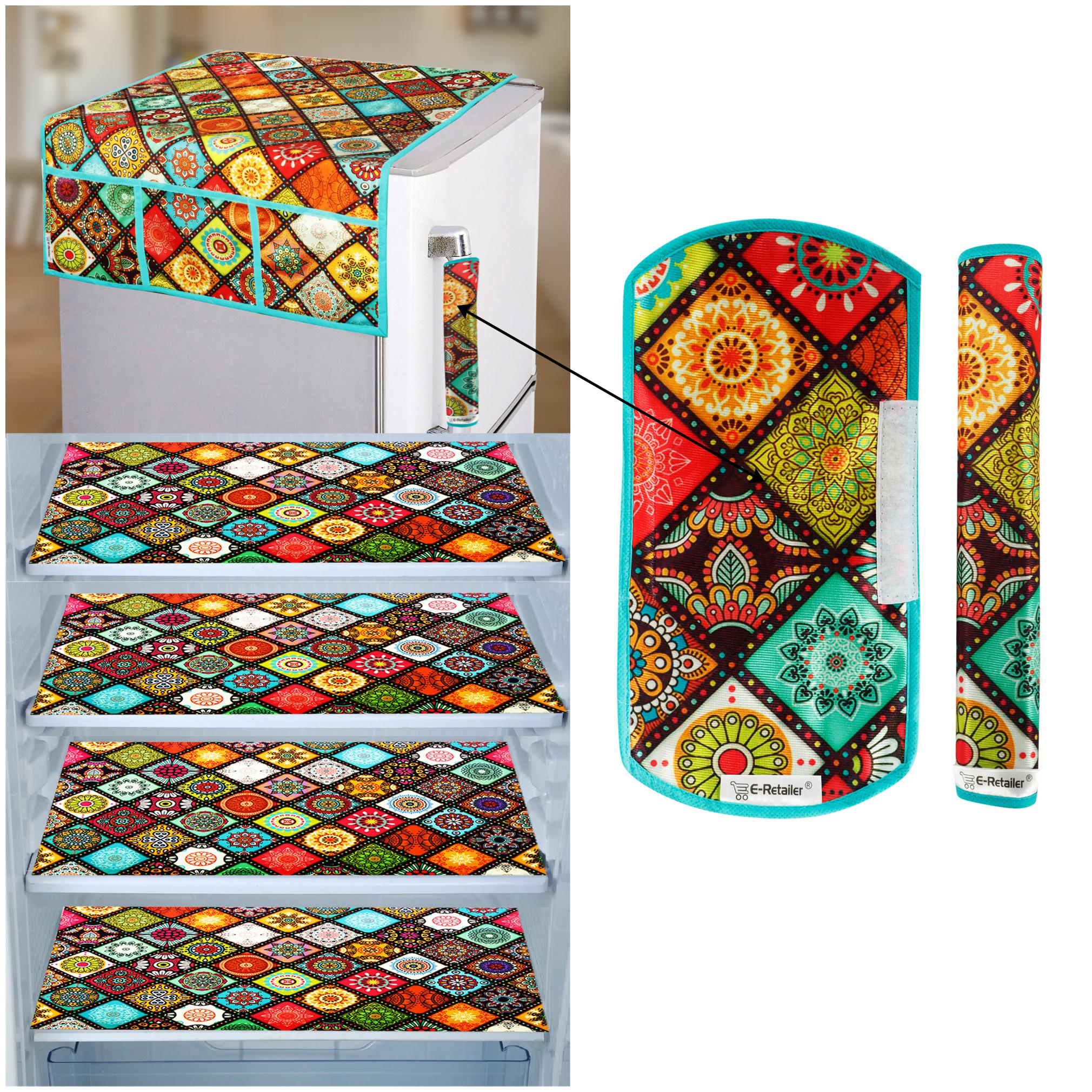 E-Retailer Combo of 1 pc Fridge Top Cover with 6 Utility Pockets 2 pcs Fridge Handle Cover and 4 pcs Fridge Mats (Multicolor Set of 7)
E-Retailer Combo of 1 pc Fridge Top Cover with 6 Utility Pockets 2 pcs Fridge Handle Cover and 4 pcs Fridge Mats (Multicolor Set of 7)