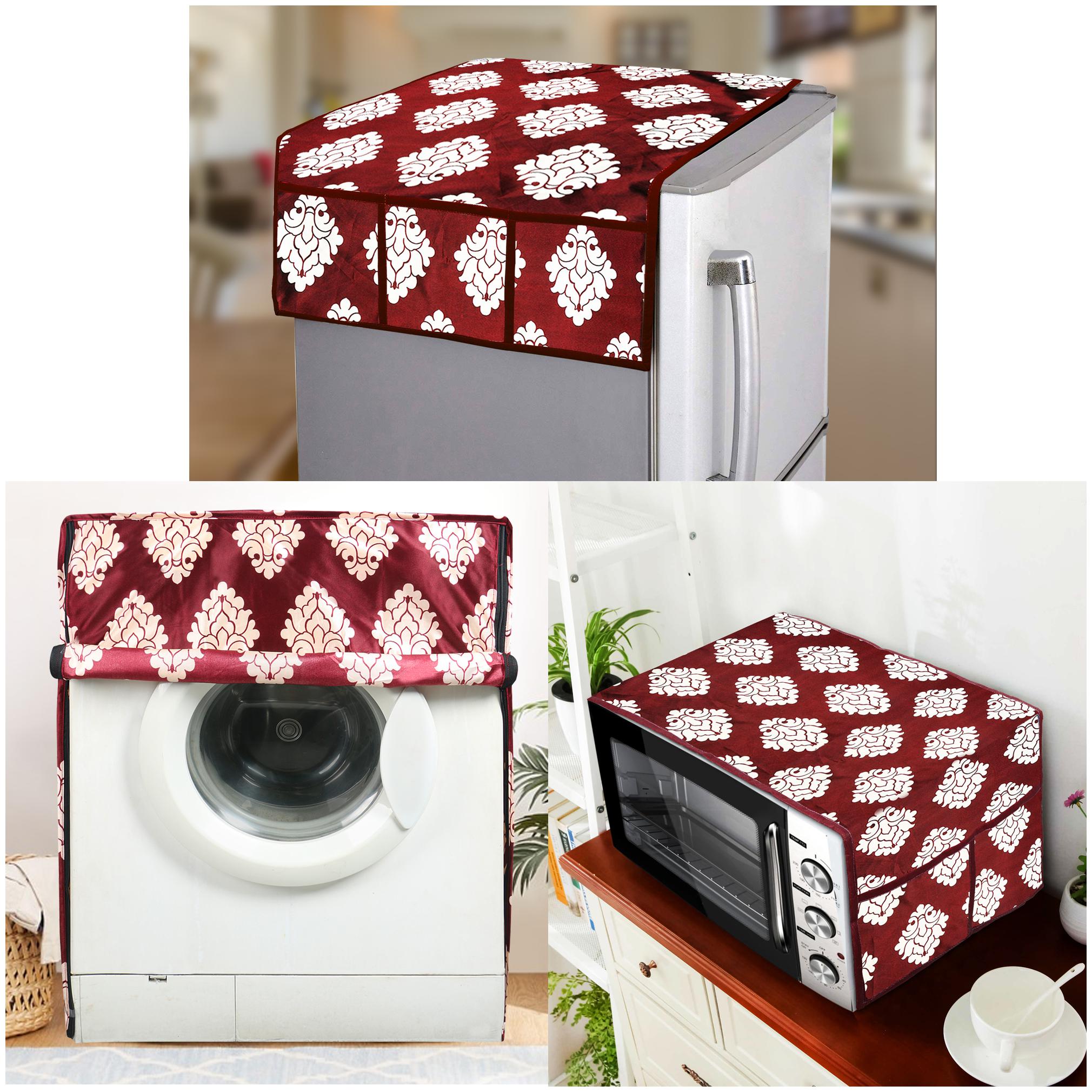 E-Retailer Combo Set of Polyester 3-Layered Fridge Top Cover with 6 Utility Pockets 1Pc Microwave-Oven Top Cover With 4 Pockets And 1Pc Front Load Washing Machine Cover (Maroon 3 Pc Set)
E-Retailer Combo Set of Polyester 3-Layered Fridge Top Cover with 6 Utility Pockets 1Pc Microwave-Oven Top Cover With 4 Pockets And 1Pc Front Load Washing Machine Cover (Maroon 3 Pc Set)