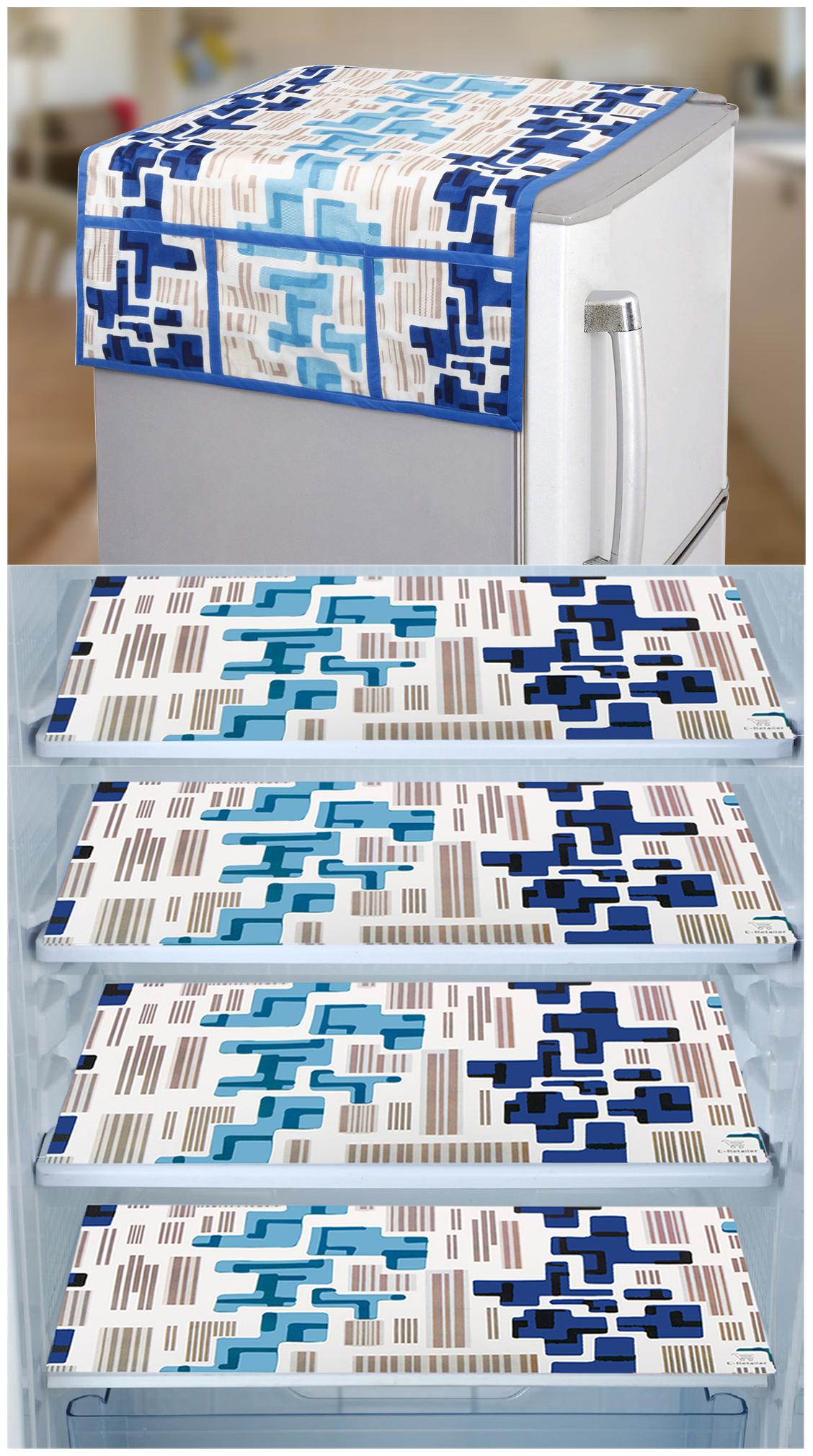 E-Retailer Combo Set of 1 Pc Fridge Top Cover with 6 Utility Pockets And 4 Pc Fridge Mats (Blue Set of 5)
E-Retailer Combo Set of 1 Pc Fridge Top Cover with 6 Utility Pockets And 4 Pc Fridge Mats (Blue Set of 5)