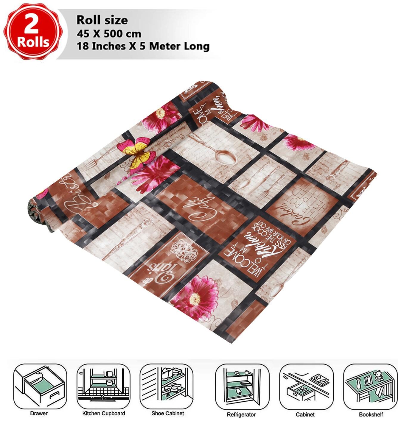 E-Retailer Set of 2 pc Multipurpose Super Strong Anti-Slip Mat Liner for Kitchen Shelf Roll - Size 500x45cm (5 Meter Roll Multi Color)
E-Retailer Set of 2 pc Multipurpose Super Strong Anti-Slip Mat Liner for Kitchen Shelf Roll - Size 500x45cm (5 Meter Roll Multi Color)
