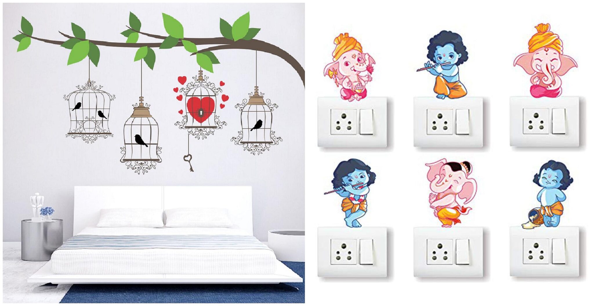 Eja Art Birdcase With Key Wall And Switch Board Sticker