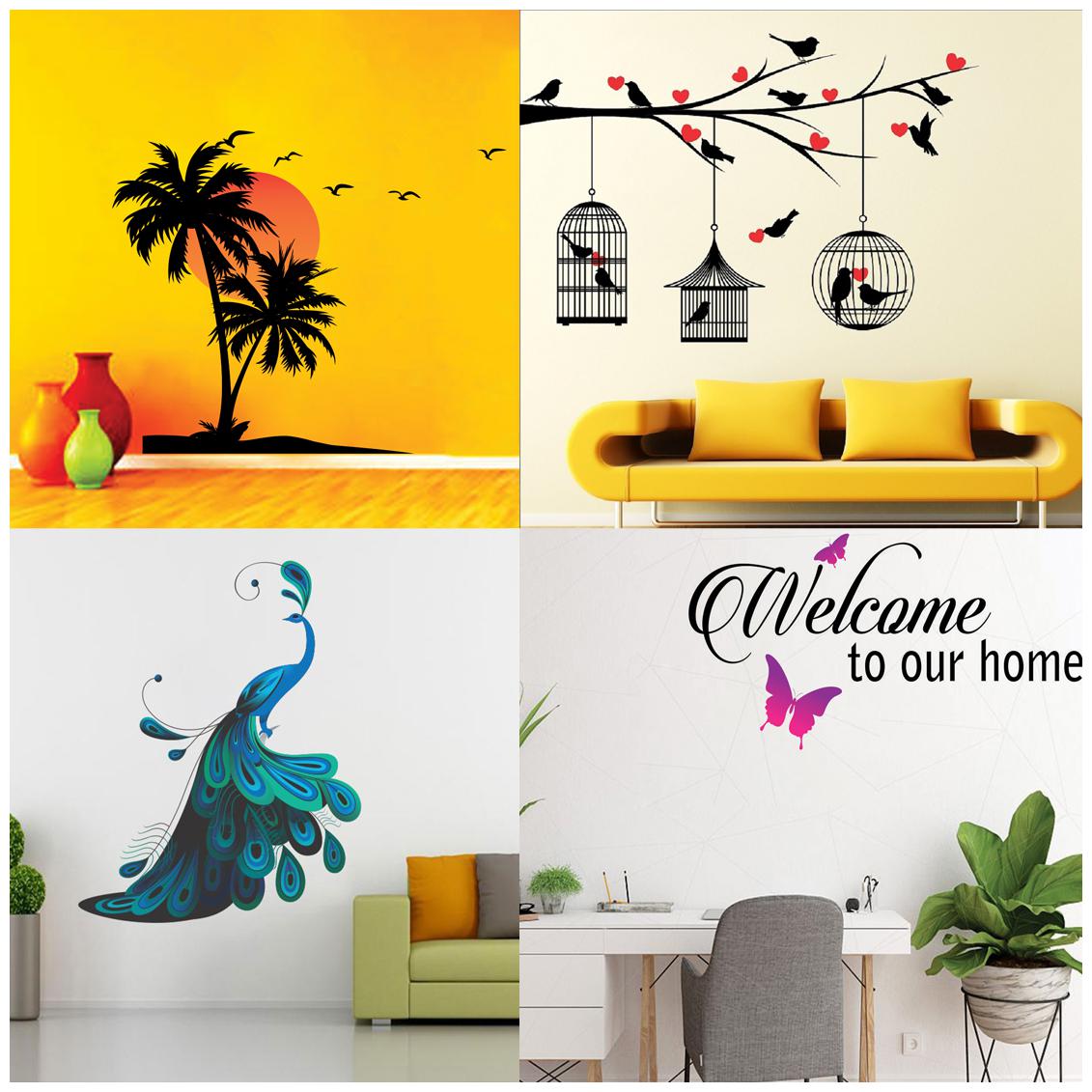 EJA Art Combo of 4 Wall Sticker Beach With Sunset Love Birds With Hearts Modern Peacock Welcome To Our Home Butterfly
EJA Art Combo of 4 Wall Sticker Beach With Sunset Love Birds With Hearts Modern Peacock Welcome To Our Home Butterfly