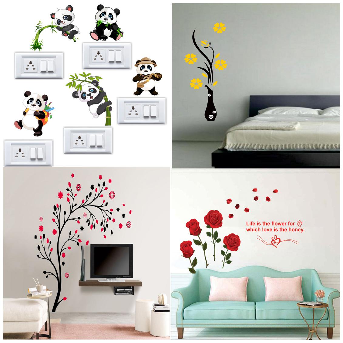 EJA Art Combo of 4 Wall Sticker Romantic Rose Flowers Panda Flower Vase Yellow Magical Tree
EJA Art Combo of 4 Wall Sticker Romantic Rose Flowers Panda Flower Vase Yellow Magical Tree