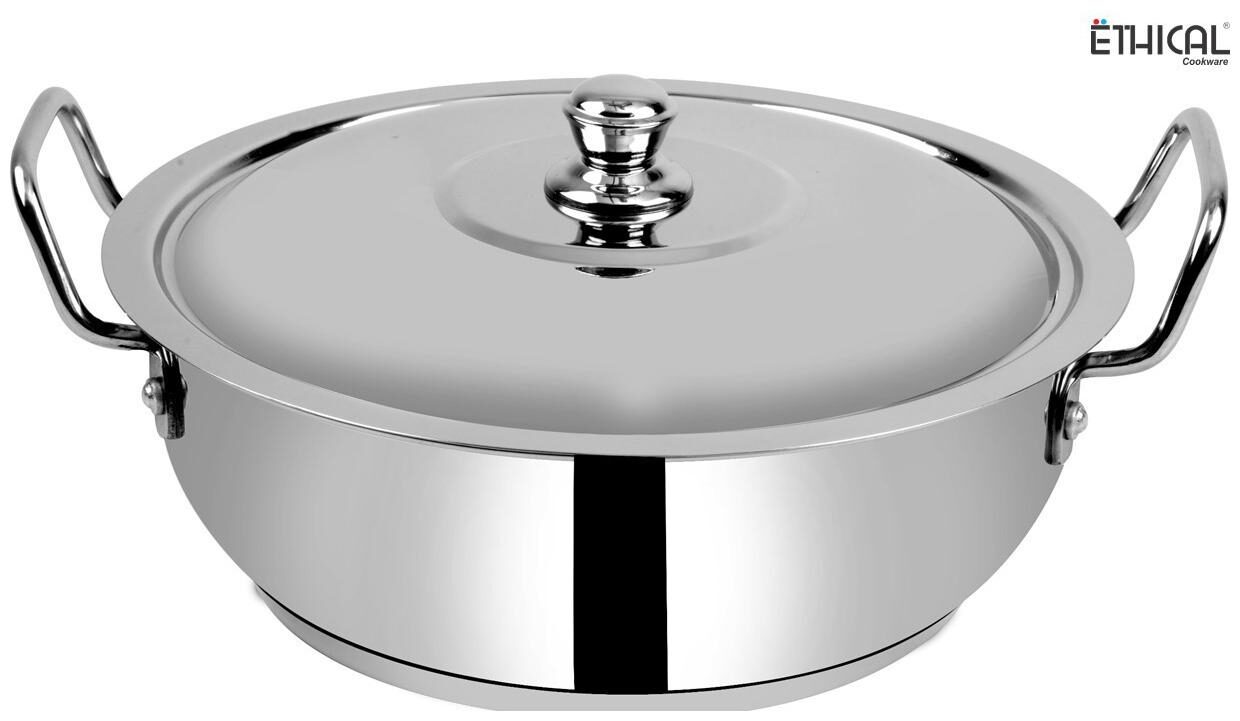 Ethical Fineart Stainless Steel Encapsulated Bottom Kadhai with SS Lid Diameter 4 4 L 28 5 cm (Stainless Steel Induction Bottom)
Ethical Fineart Stainless Steel Encapsulated Bottom Kadhai with SS Lid Diameter 4 4 L 28 5 cm (Stainless Steel Induction Bottom)