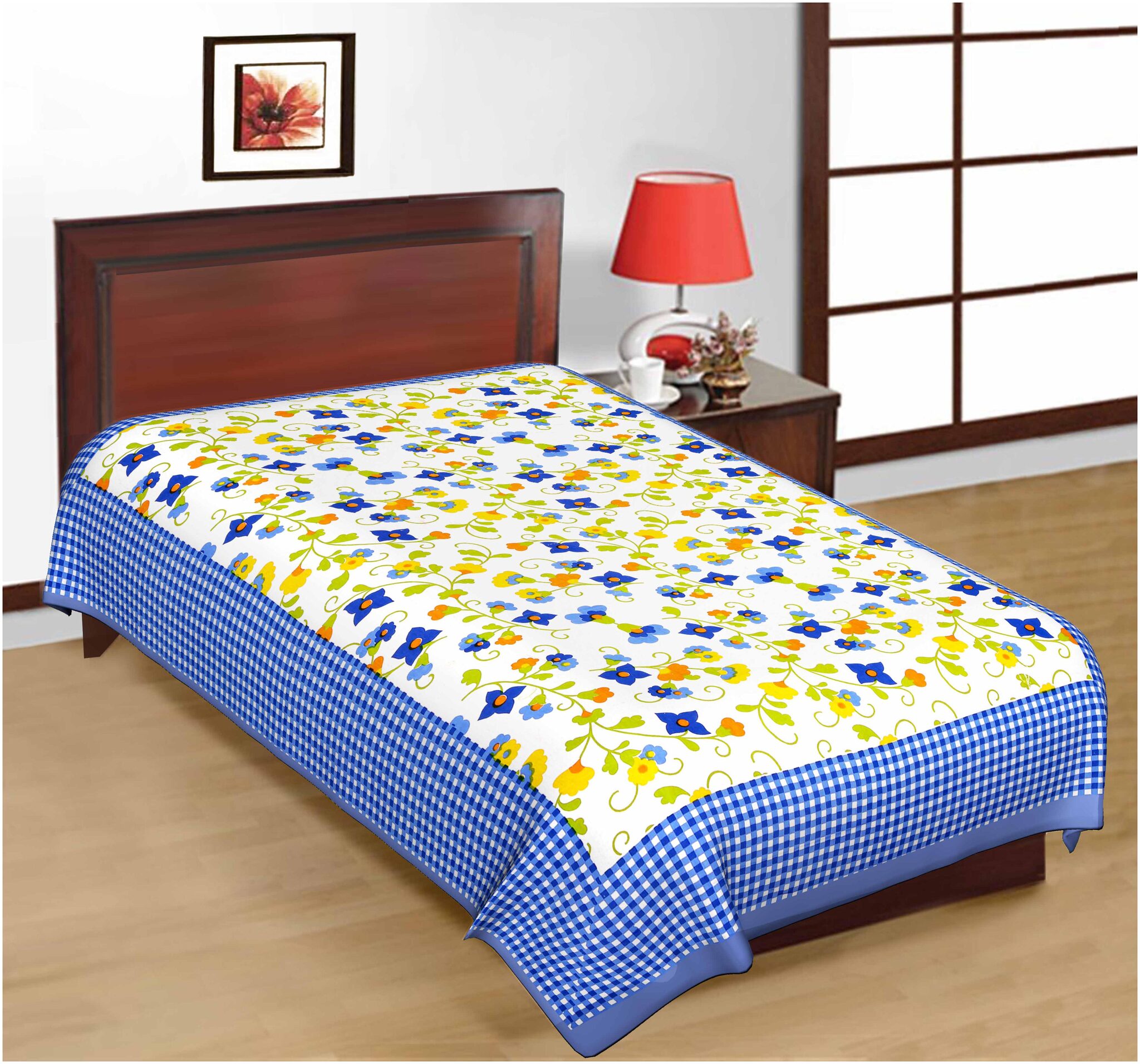 FrionKandy Cotton Floral Single Size Bedsheet ( 1 Bedsheet Without Pillow Covers Blue )
FrionKandy Cotton Floral Single Size Bedsheet ( 1 Bedsheet Without Pillow Covers Blue )