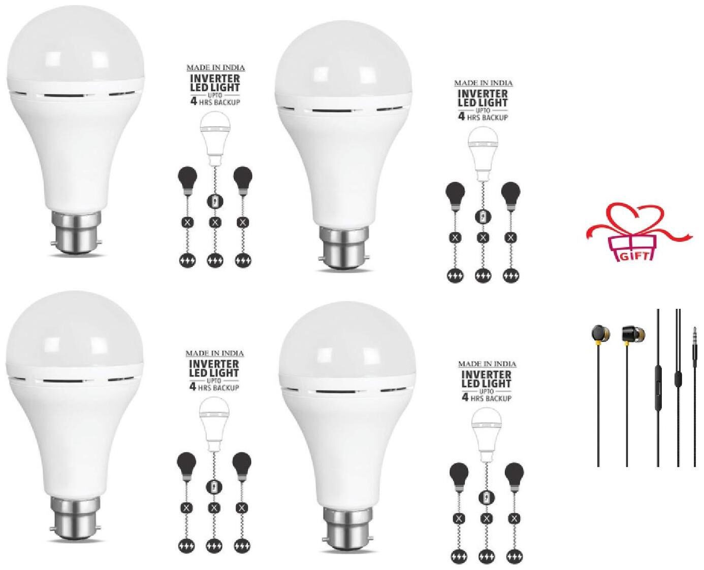 G Gapfill 9W High Quality Ac Dc Rechargeable Emergency Inverter Led Bulb ( Pack Of 4) With Free High Bass Earphones
G Gapfill 9W High Quality Ac Dc Rechargeable Emergency Inverter Led Bulb ( Pack Of 4) With Free High Bass Earphones