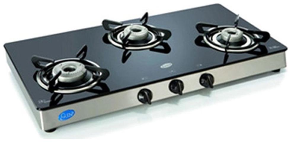 Glen 3 Burner Automatic Regular Black Gas Stove