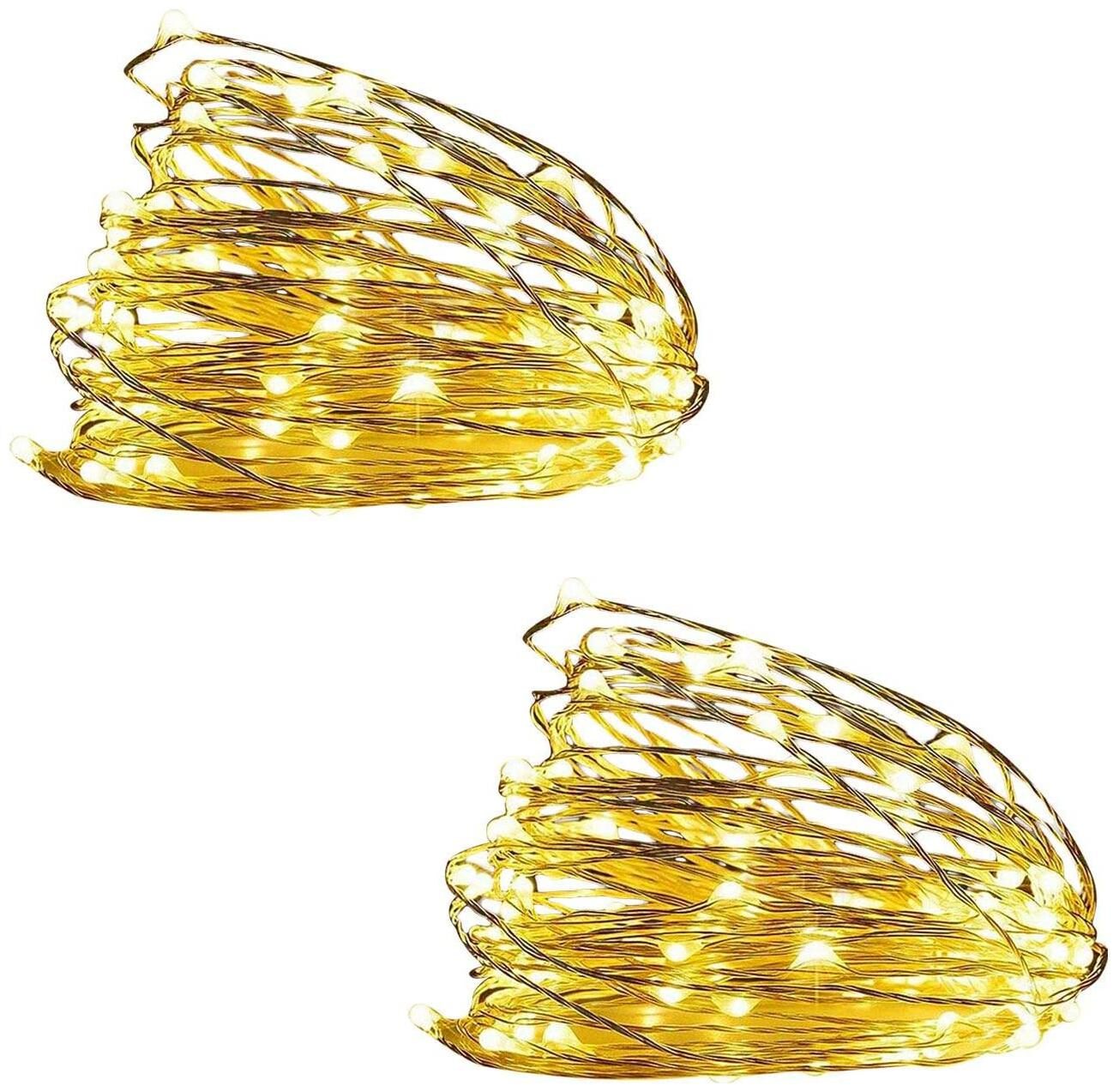 GLOWTRONIX 2 Pack 50 LED 16 4ft Battery Operated Waterproof Fairy String Copper Wire Lights for Christmas Bedroom Patio Wedding Party Warm White
GLOWTRONIX 2 Pack 50 LED 16 4ft Battery Operated Waterproof Fairy String Copper Wire Lights for Christmas Bedroom Patio Wedding Party Warm White