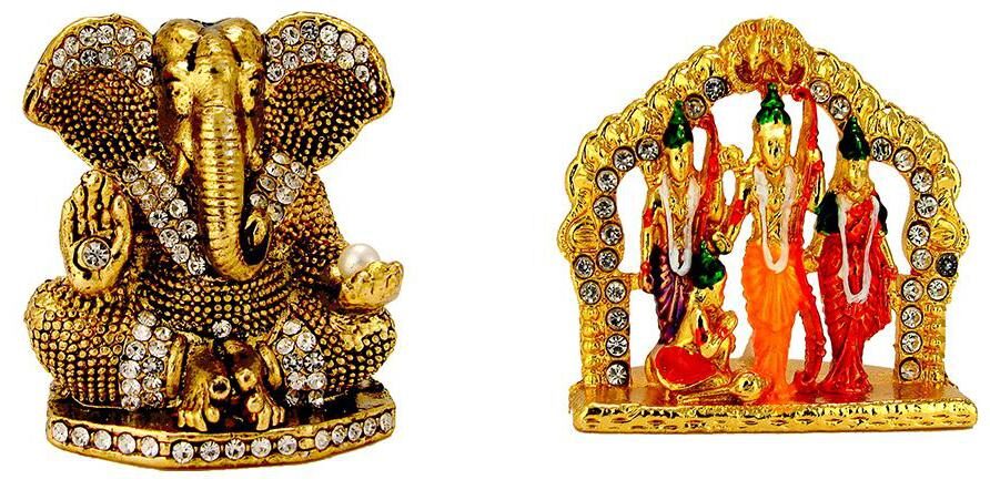 Gold Plated Lord Ganesha Ganesh Oxidised Antique Gold Plated Ram Darbar Ram Seeta Sita Ram Lord Hanuman Electroplated Religious Idol-Statue for Vastu Gift and Car
Gold Plated Lord Ganesha Ganesh Oxidised Antique Gold Plated Ram Darbar Ram Seeta Sita Ram Lord Hanuman Electroplated Religious Idol-Statue for Vastu Gift and Car