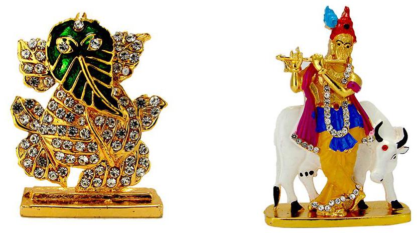 Gold Plated Lord Ganesha Ganesh Gold Plated Lord Krishna Murlidhar with Cow Electroplated Religious Idol-Statue for Vastu Gift and Car
Gold Plated Lord Ganesha Ganesh Gold Plated Lord Krishna Murlidhar with Cow Electroplated Religious Idol-Statue for Vastu Gift and Car