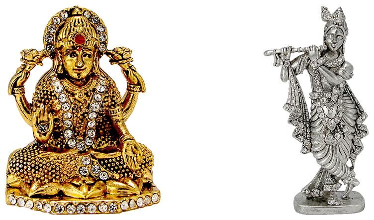 Gold Plated Goddess Lakshmi Laxmi Oxidised Antique Silver Plated Lord Krishna Murlidhar Oxidised Antique Electroplated Religious Idol-Statue for Vastu Gift and Car
Gold Plated Goddess Lakshmi Laxmi Oxidised Antique Silver Plated Lord Krishna Murlidhar Oxidised Antique Electroplated Religious Idol-Statue for Vastu Gift and Car