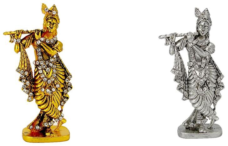 Gold Plated Lord Krishna Murlidhar Oxidised Antique Silver Plated Lord Krishna Murlidhar Oxidised Antique Electroplated Religious Idol-Statue for Vastu Gift and Car
Gold Plated Lord Krishna Murlidhar Oxidised Antique Silver Plated Lord Krishna Murlidhar Oxidised Antique Electroplated Religious Idol-Statue for Vastu Gift and Car