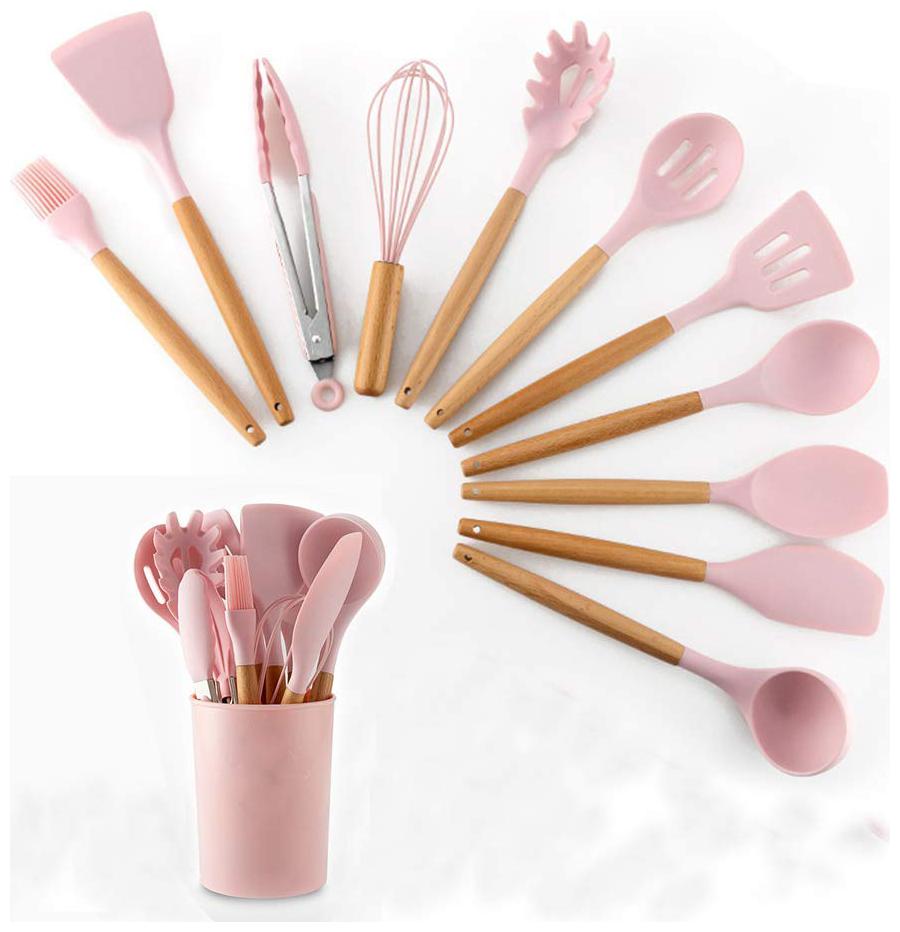 GTC 12pcs Wooden Handle Silicone Coking Spoon Set High Temperature Resistant Silicone Spatula Kitchen Utensils (Pink)
GTC 12pcs Wooden Handle Silicone Coking Spoon Set High Temperature Resistant Silicone Spatula Kitchen Utensils (Pink)