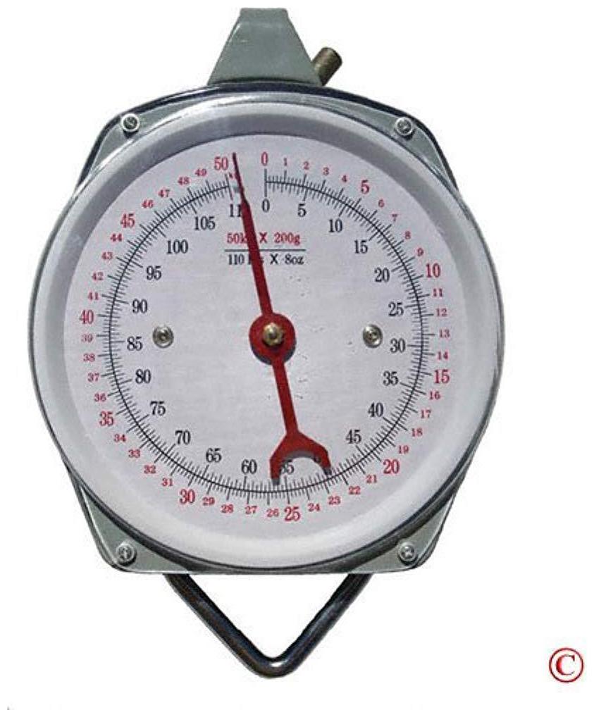 Hanging Spring Kitchen Dial Scale by KG LB 100kg Capacity (Pack of 1) Assorted Color
Hanging Spring Kitchen Dial Scale by KG LB 100kg Capacity (Pack of 1) Assorted Color