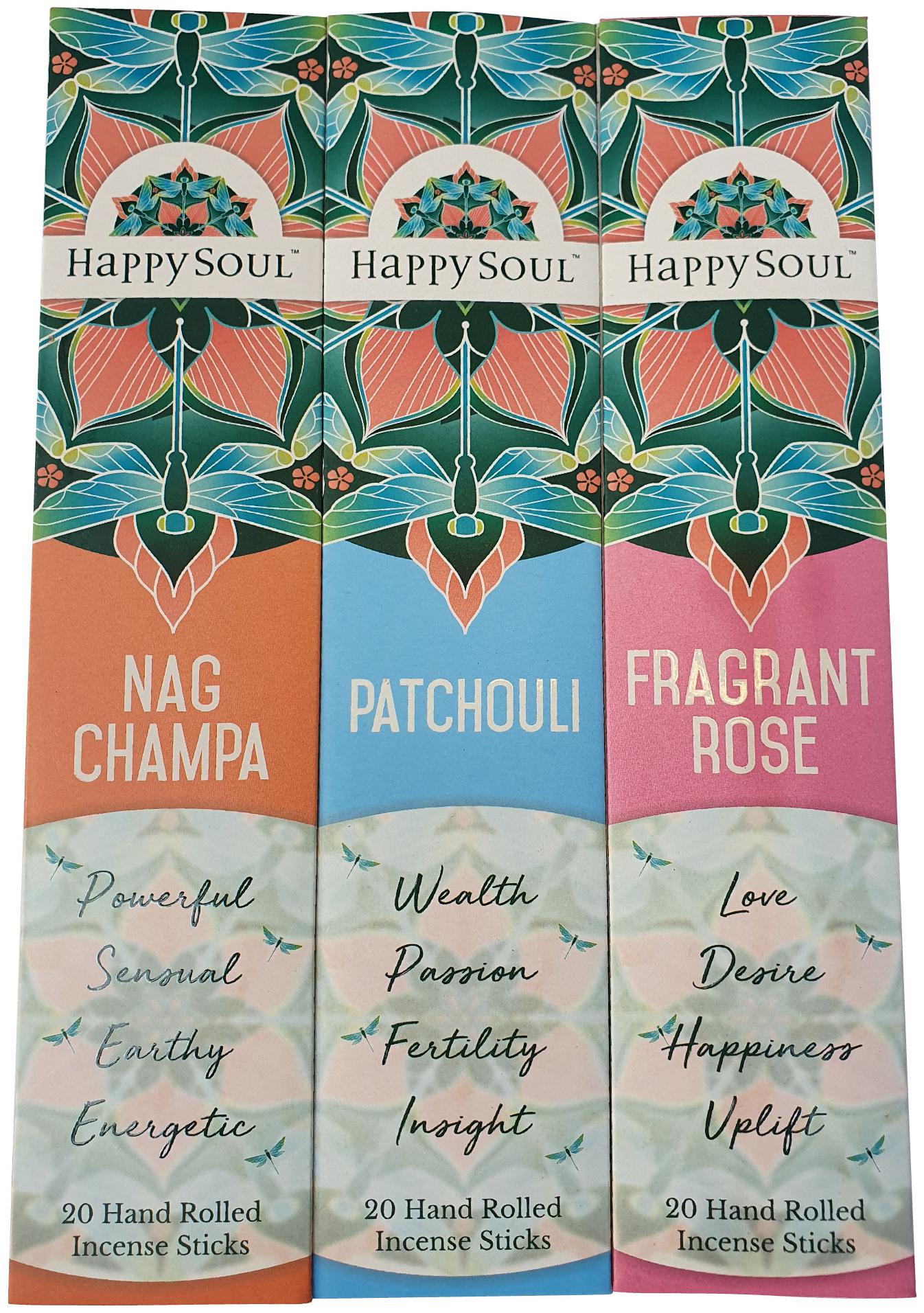 Happy Soul Love Passion Sensuality INCENSE series - Nag Champa Patchouli Fragrant Rose Incense Sticks - Pack of 3 (20x3 60 incense sticks) 100 Natural
Happy Soul Love Passion Sensuality INCENSE series - Nag Champa Patchouli Fragrant Rose Incense Sticks - Pack of 3 (20x3 60 incense sticks) 100 Natural