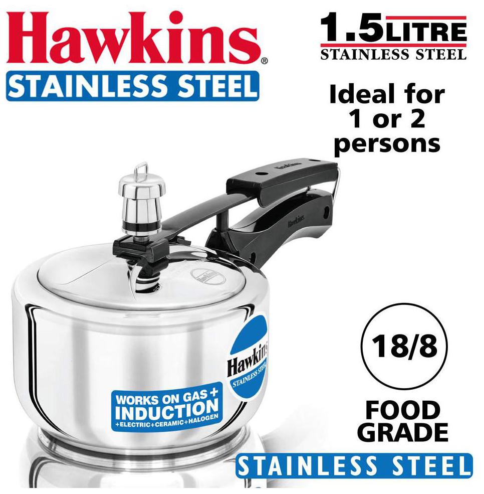 Hawkins Stainless Steel 1 5 L Induction Bottom Inner Lid Pressure Cooker - Set of 1
Hawkins Stainless Steel 1 5 L Induction Bottom Inner Lid Pressure Cooker - Set of 1