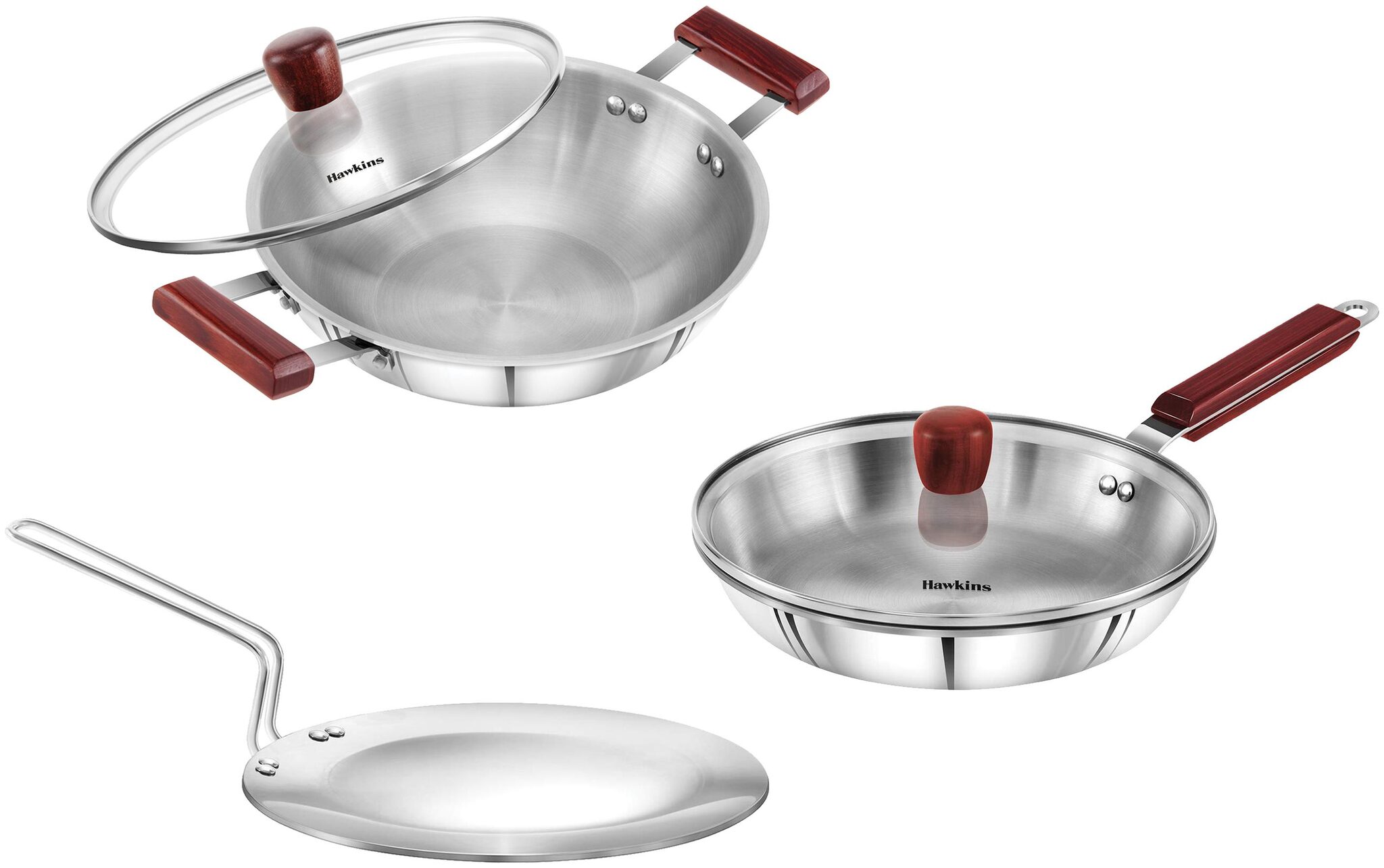 Hawkins Triply 3 mm Extra-Thick Stainless Steel Frying Pan 22 cm with Lid Kadhai 1 5 Lwith Lid Tawa 22 cm
Hawkins Triply 3 mm Extra-Thick Stainless Steel Frying Pan 22 cm with Lid Kadhai 1 5 Lwith Lid Tawa 22 cm