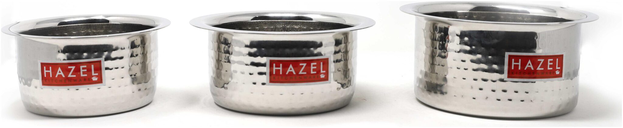 Hazel Alfa 18G Hammer Tone Cooking Tope Handi Stainless Steel Set of 3 250 - 800 ml
Hazel Alfa 18G Hammer Tone Cooking Tope Handi Stainless Steel Set of 3 250 - 800 ml