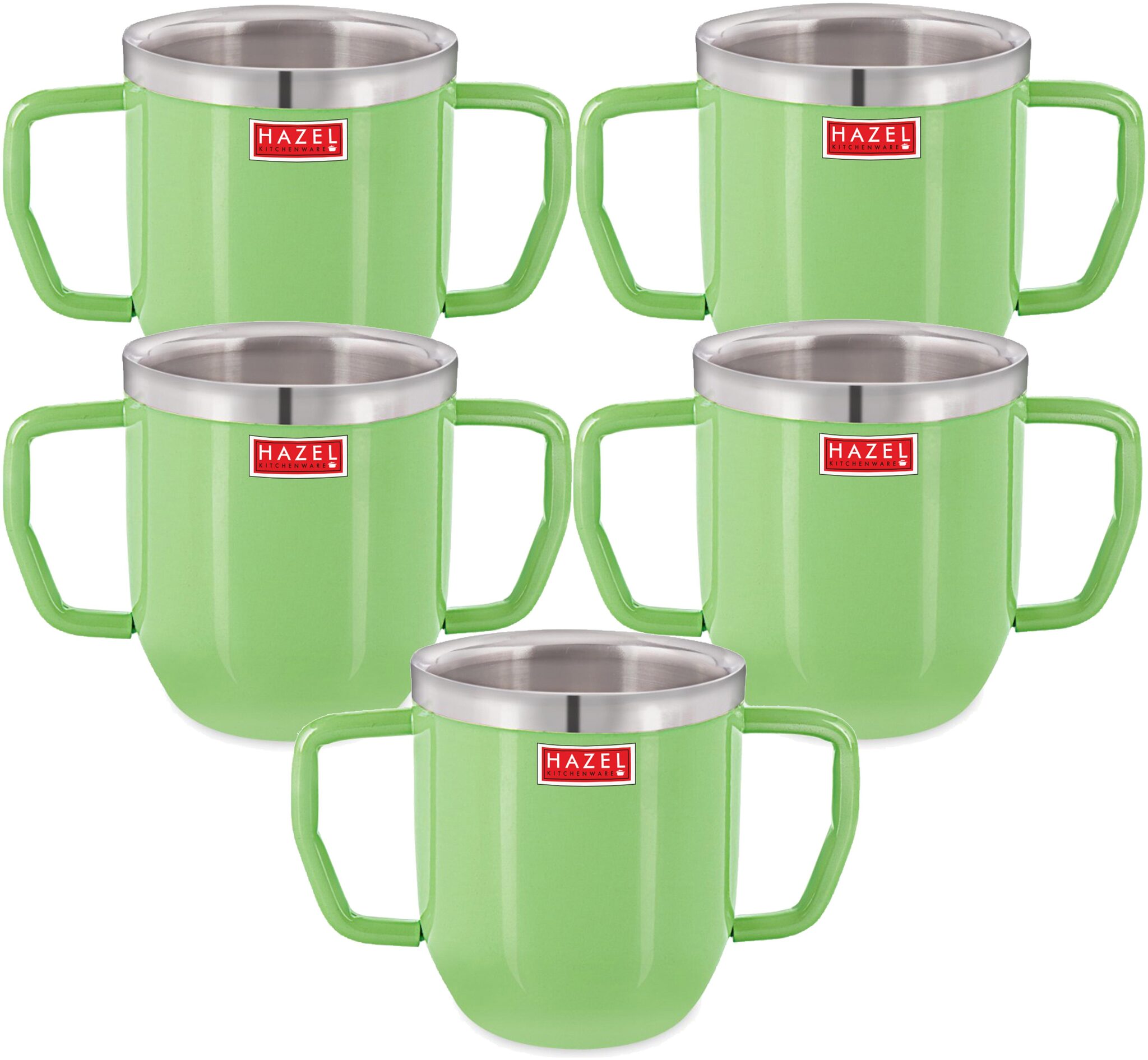 Hazel Double Wall Stainless Steel Double Handle Baby Mug Set Of 5 For Kids Gifting 250 ml Each Green
Hazel Double Wall Stainless Steel Double Handle Baby Mug Set Of 5 For Kids Gifting 250 ml Each Green