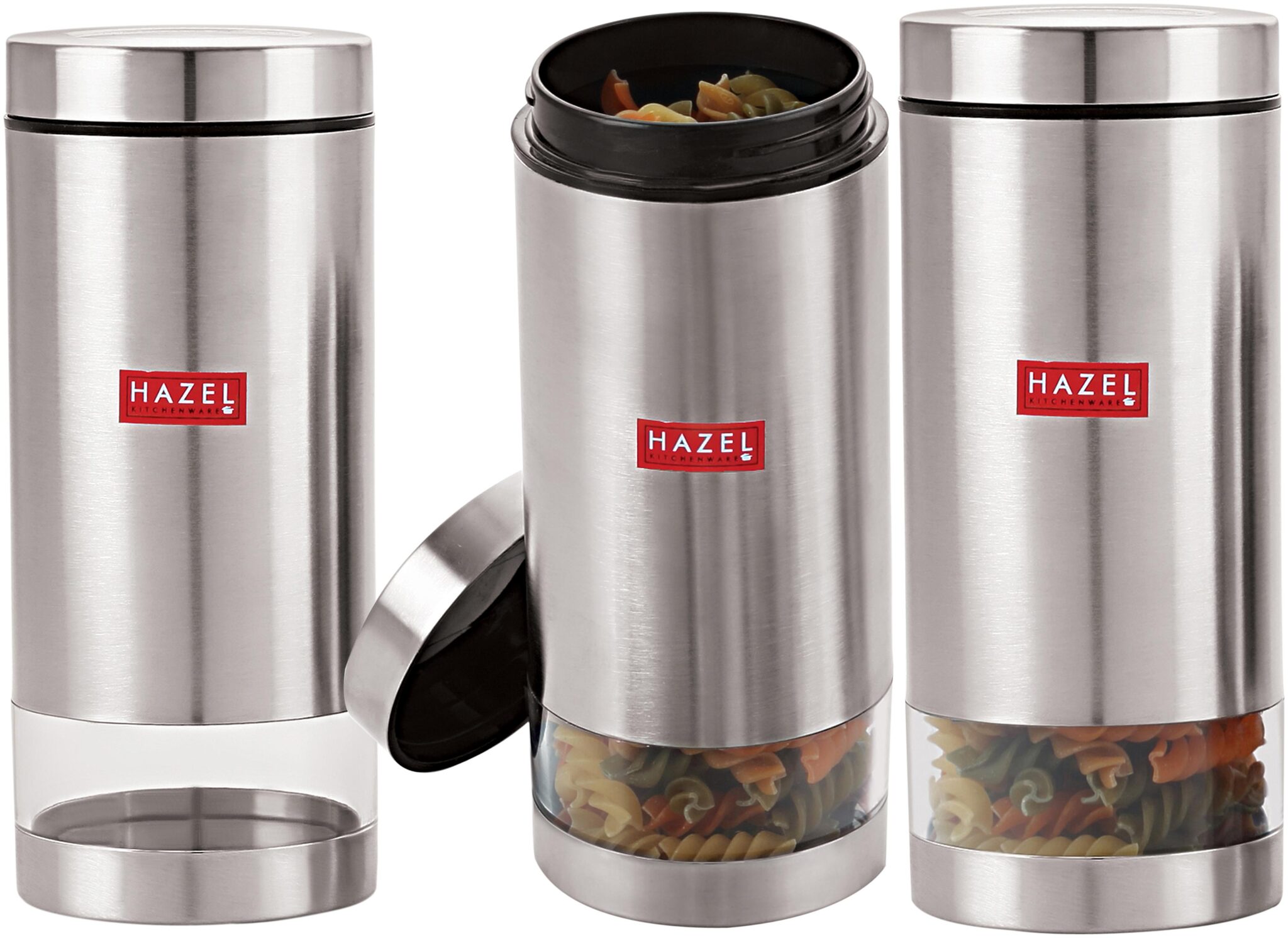 Hazel Stainless Steel Transparent See Through Container Set Of 3 Silver 950 ml Each
Hazel Stainless Steel Transparent See Through Container Set Of 3 Silver 950 ml Each