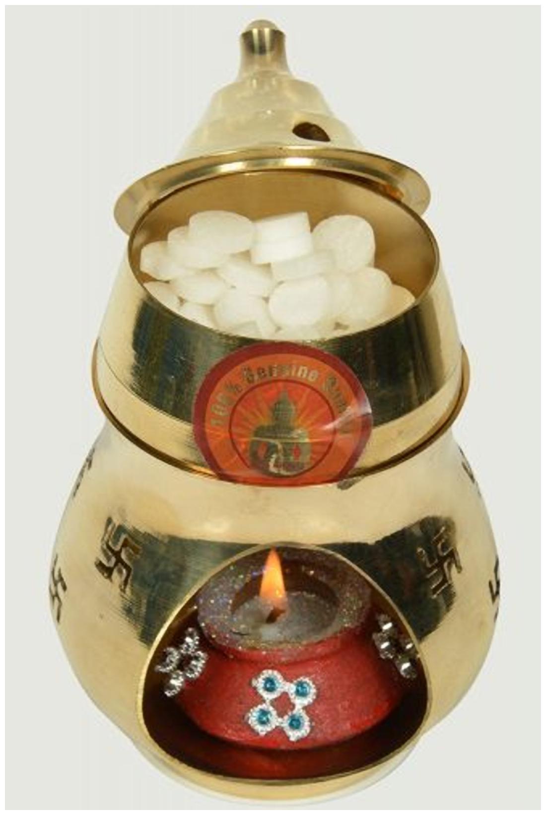 Holy Krishna - Brass Aroma Incense Burner Camphor Lamp Aroma Lamp Oil Burner With Free HK Pure Camphor
Holy Krishna - Brass Aroma Incense Burner Camphor Lamp Aroma Lamp Oil Burner With Free HK Pure Camphor