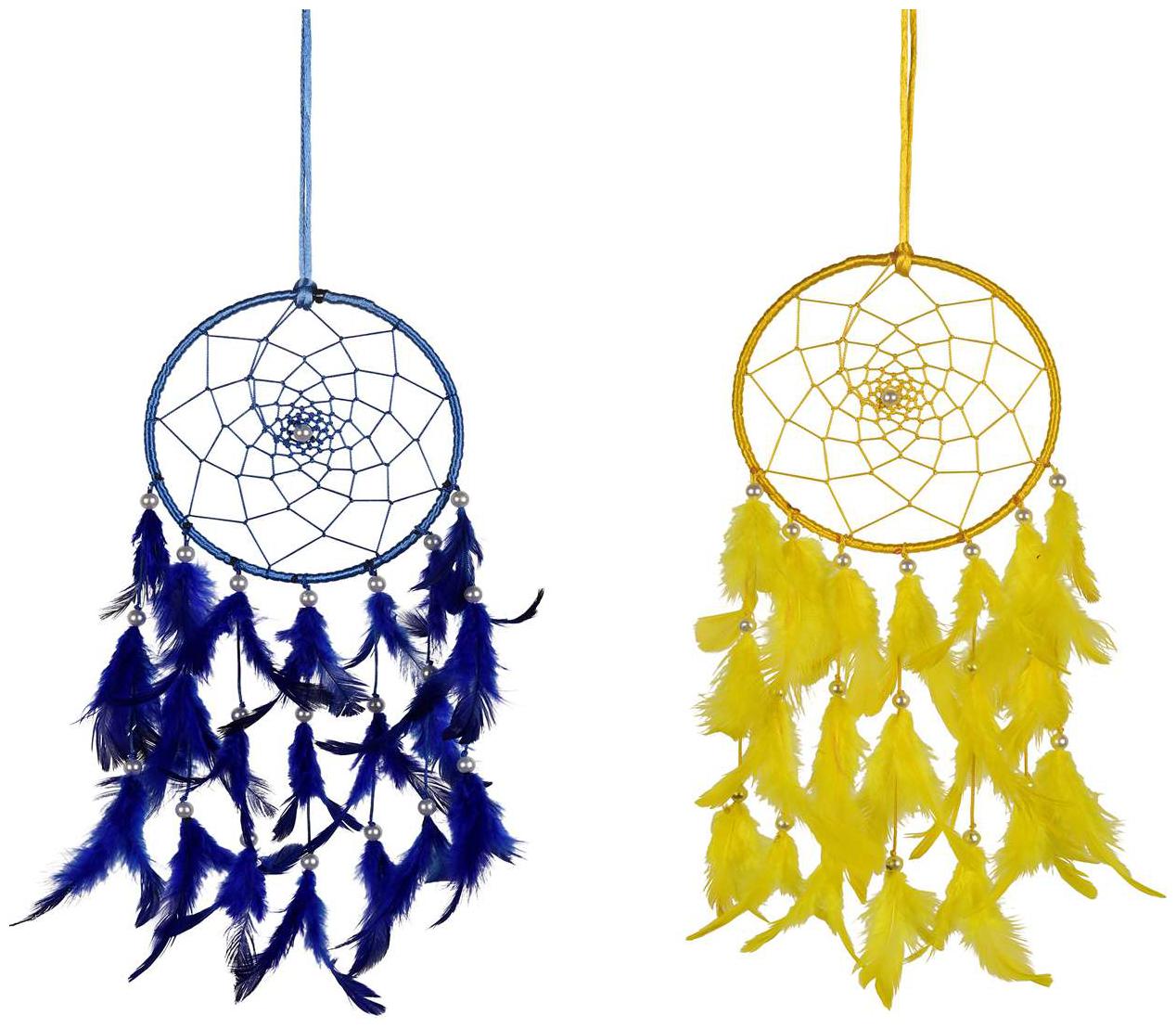 ILU Dreamcatcher Wall Hanging Handmade Beaded Circular Net Decoration Ornament Combo Of 2 Size 16 CM Diameter (Blue Yellow)
ILU Dreamcatcher Wall Hanging Handmade Beaded Circular Net Decoration Ornament Combo Of 2 Size 16 CM Diameter (Blue Yellow)