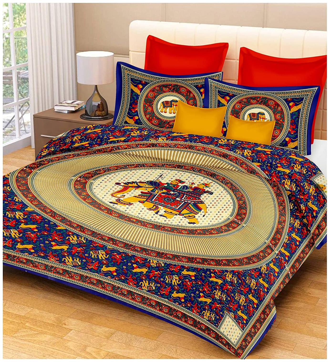 JARS Collections Cotton Rajasthani Jaipuri Print Double Size Bedsheet 140 TC ( 1 Bedsheet With 2 Pillow Covers Multi )
JARS Collections Cotton Rajasthani Jaipuri Print Double Size Bedsheet 140 TC ( 1 Bedsheet With 2 Pillow Covers Multi )