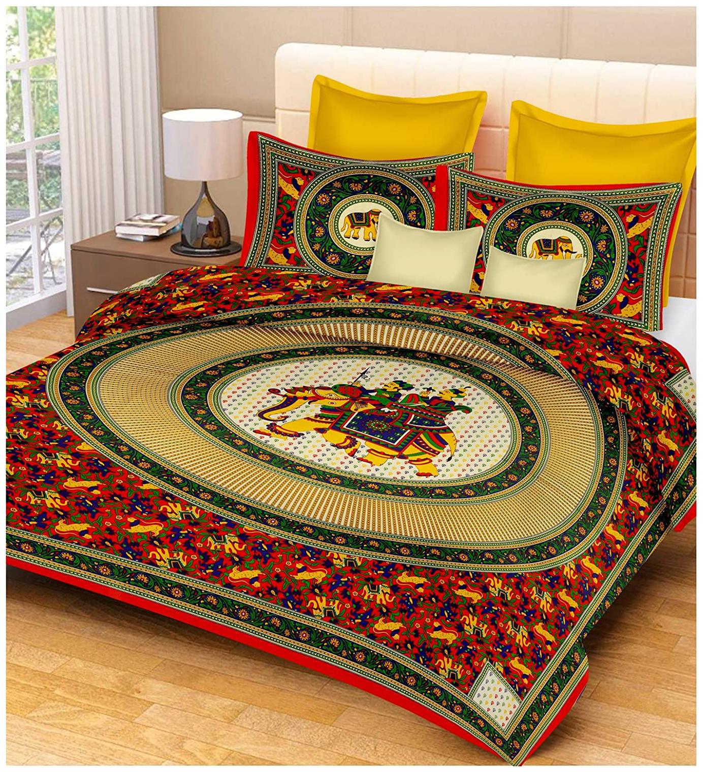 JARS Collections Cotton Rajasthani Jaipuri Print Double Size Bedsheet 140 TC ( 1 Bedsheet With 2 Pillow Covers Multi )
JARS Collections Cotton Rajasthani Jaipuri Print Double Size Bedsheet 140 TC ( 1 Bedsheet With 2 Pillow Covers Multi )