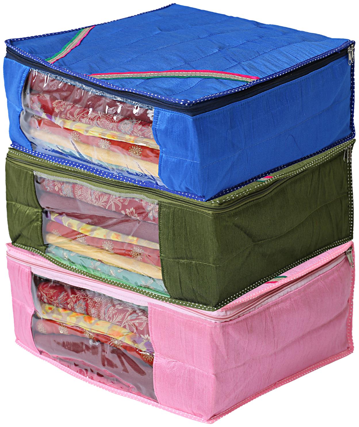 Kuber Industries 3 pcs Raw Silk Saree Cover Wardrobe Organizer (Blue Green Pink)- CTHH19223
Kuber Industries 3 pcs Raw Silk Saree Cover Wardrobe Organizer (Blue Green Pink)- CTHH19223