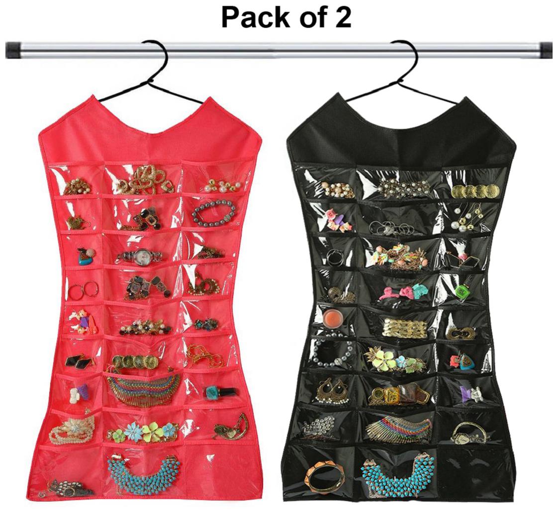 Kuber IndustriesFabric 2 pcs Double Sided Dress Style Hanging Organizer for Jewellery and Makeup Accessories Organizer for Necklaces Chains Earrings Watch Pendants Cosmetics (Black Pink) CTHH15882
Kuber IndustriesFabric 2 pcs Double Sided Dress Style Hanging Organizer for Jewellery and Makeup Accessories Organizer for Necklaces Chains Earrings Watch Pendants Cosmetics (Black Pink) CTHH15882