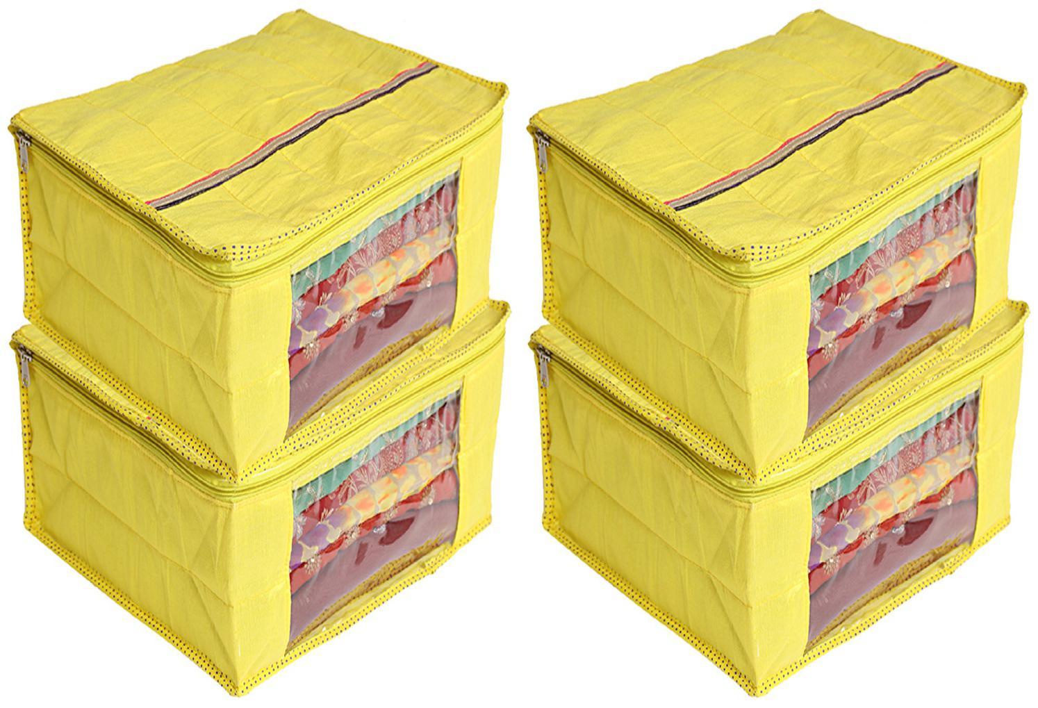 Kuber Industries 4 pcs Raw Silk Saree Cover Wardrobe Organizer (Yellow)- CTHH19196
Kuber Industries 4 pcs Raw Silk Saree Cover Wardrobe Organizer (Yellow)- CTHH19196
