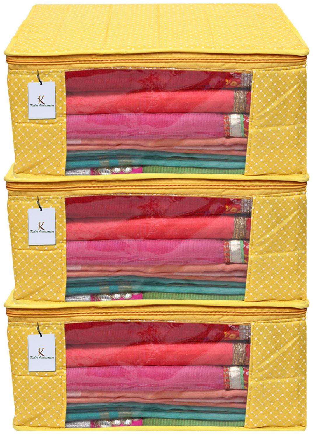 Kuber Industries Polka Dots 3 Piece Cotton 3 Layered Quilted Saree Cover Yellow- CTHH22305
Kuber Industries Polka Dots 3 Piece Cotton 3 Layered Quilted Saree Cover Yellow- CTHH22305